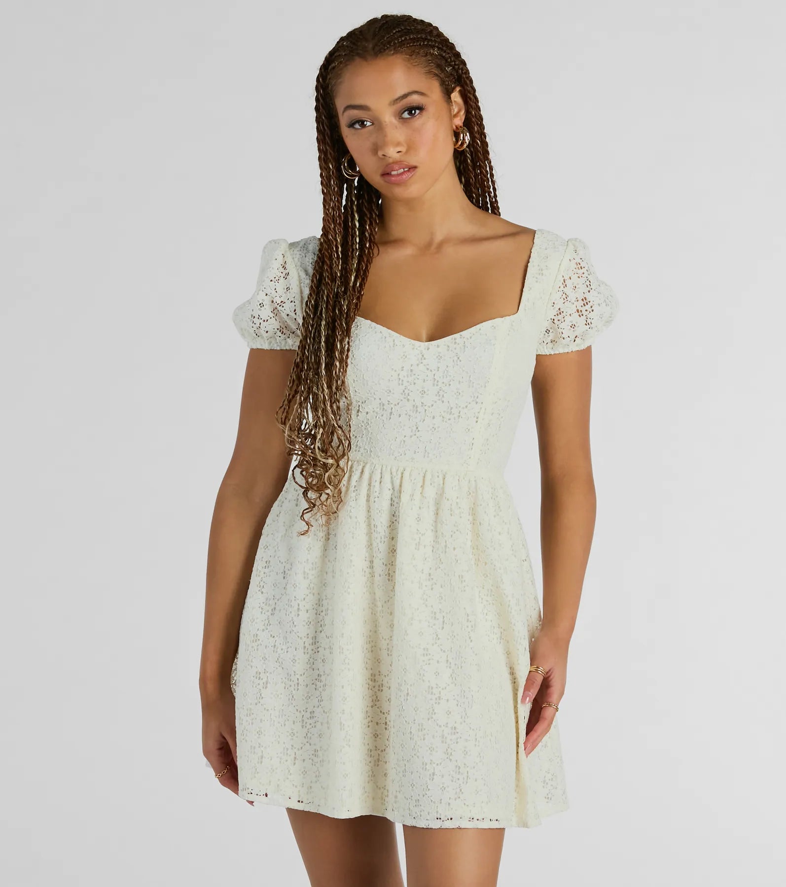 Ultimate Eyelet Lace Bow Tie-Back Skater Dress