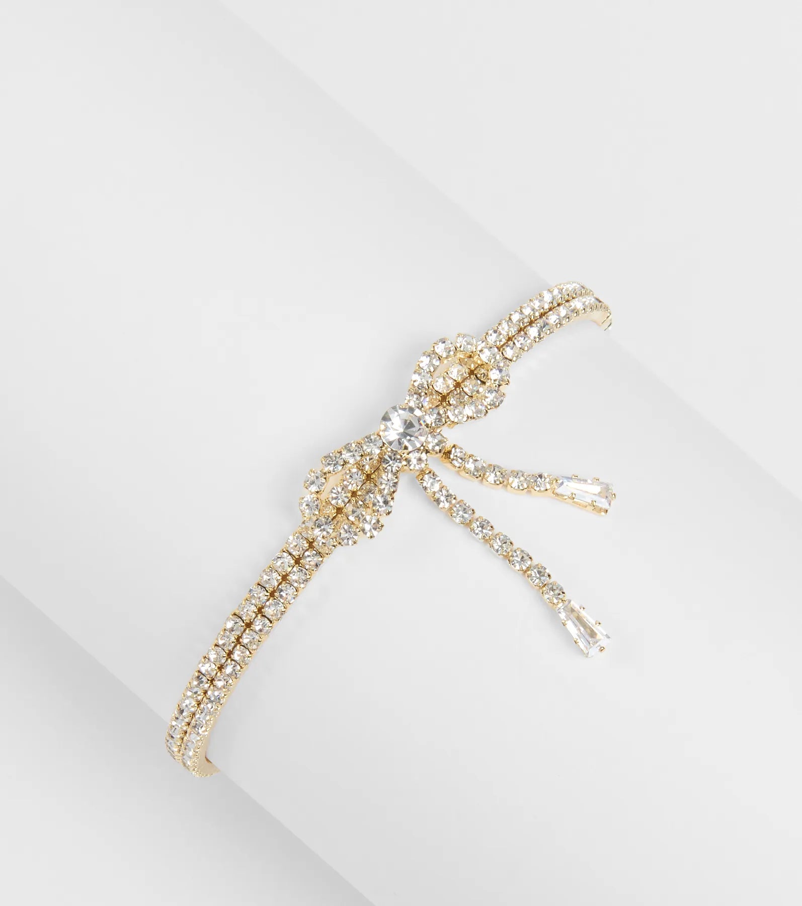 Premium Rhinestone Bow Bracelet - Elegant & Stretchable