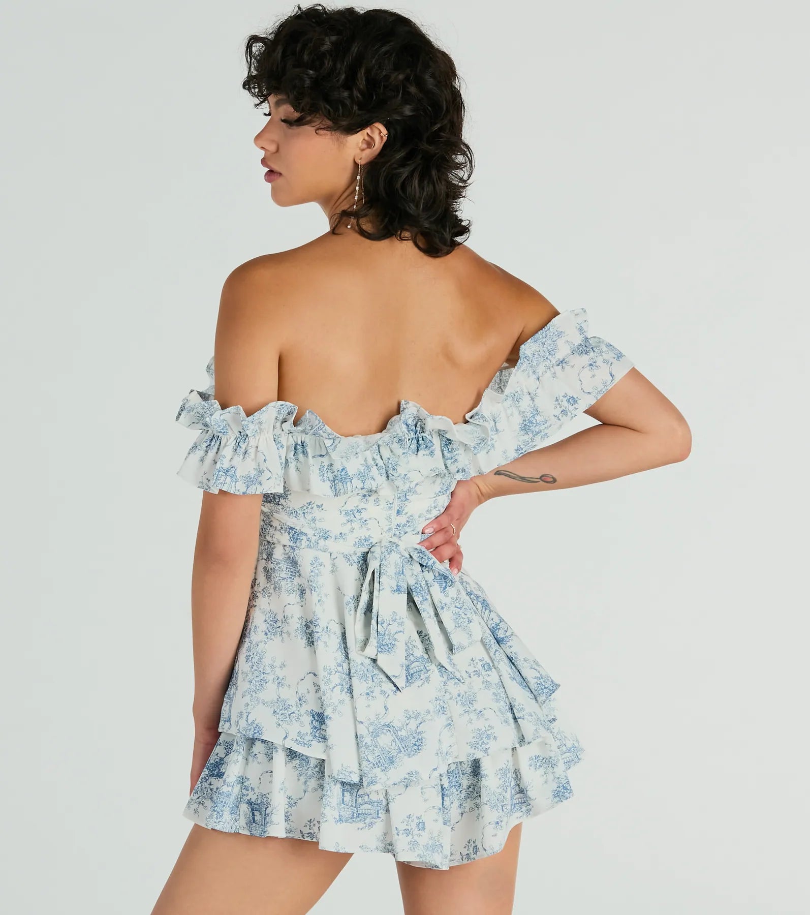 Premium Scenic Print Off-The-Shoulder Romper - Ultimate Summer Style