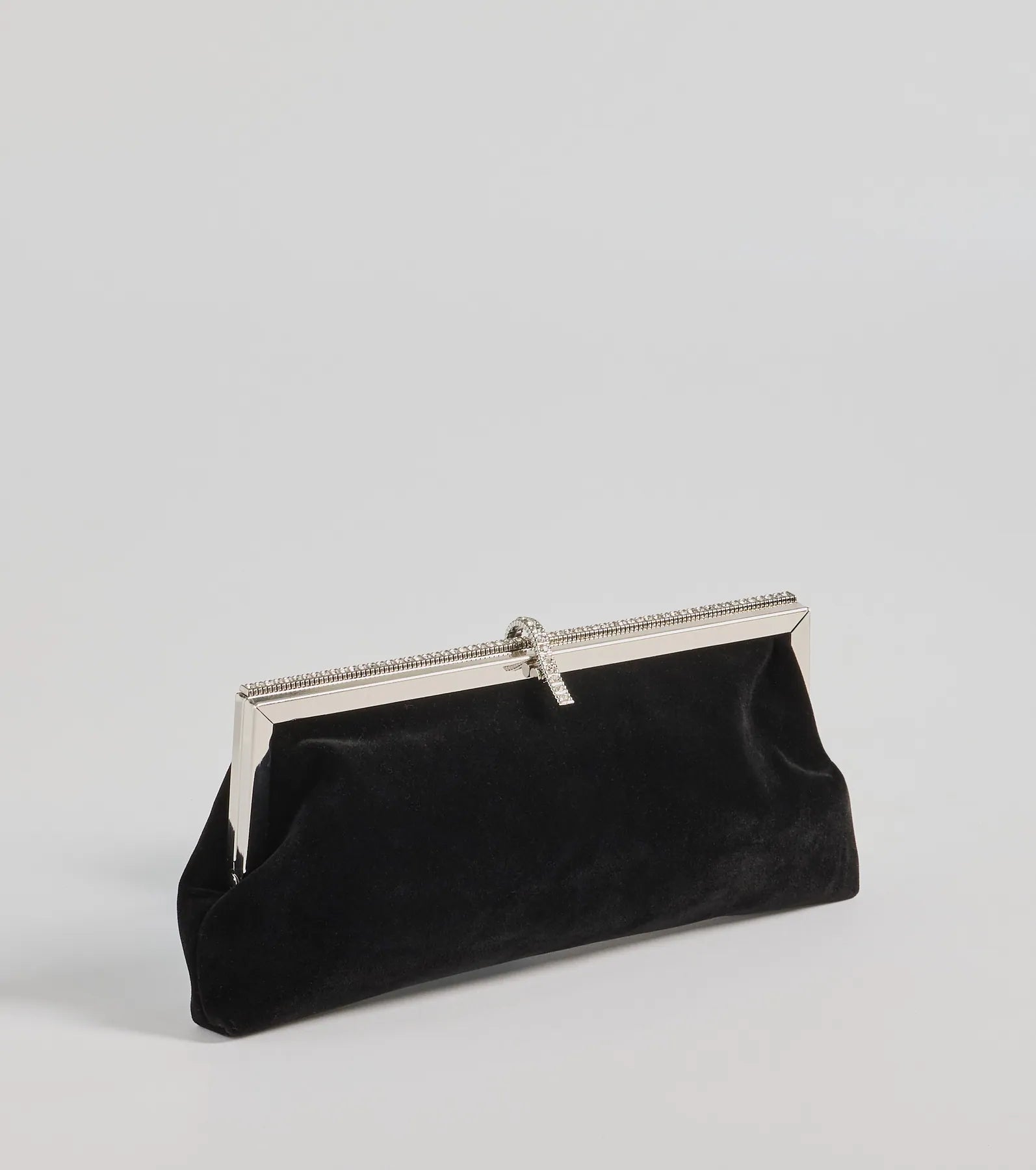 Premium Velvet Clutch Bag with Rhinestone Trim - Ultimate Evening Elegance