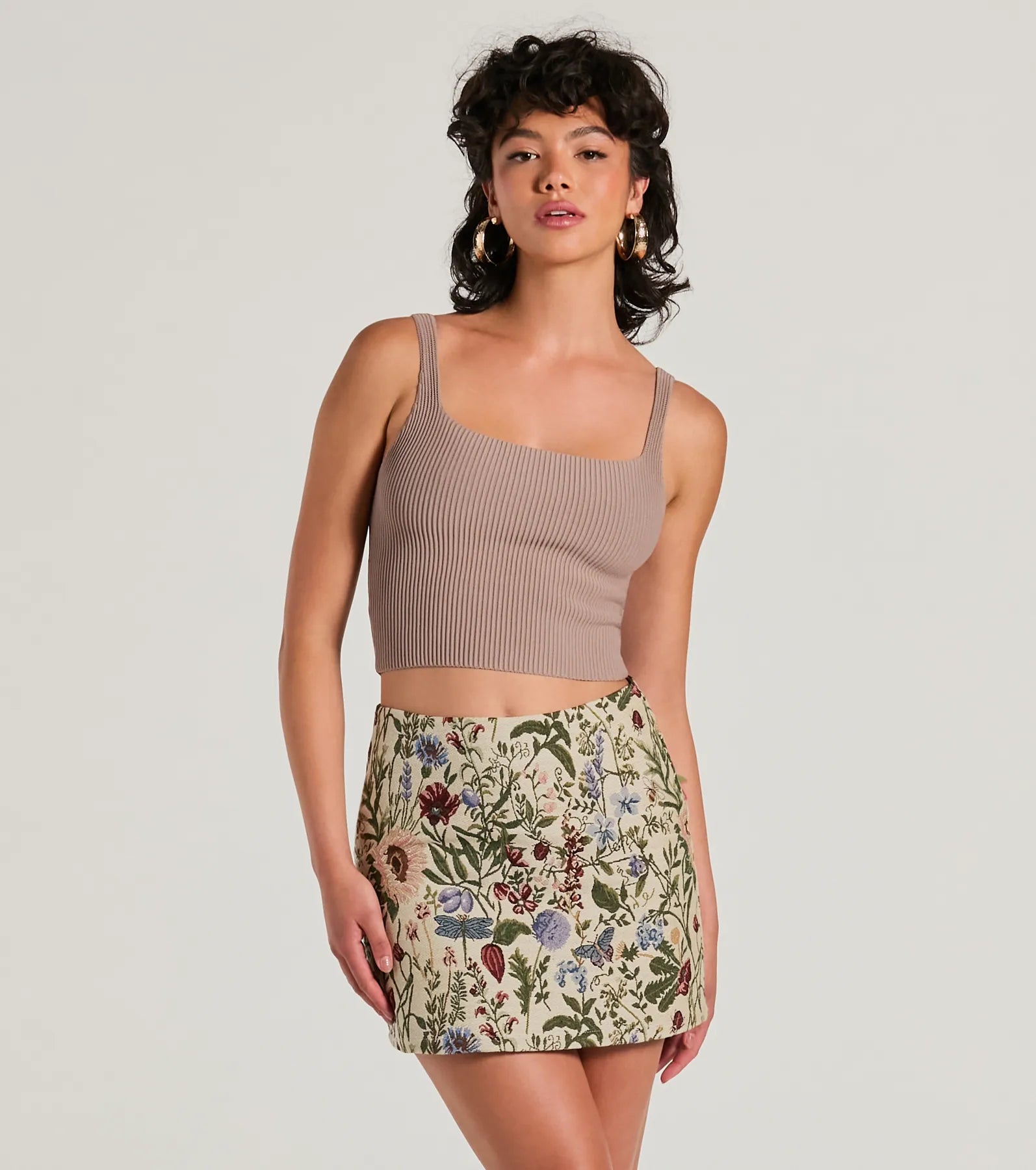 Ultimate Bliss Floral Tapestry Mini Skirt - High-Rise & Playful