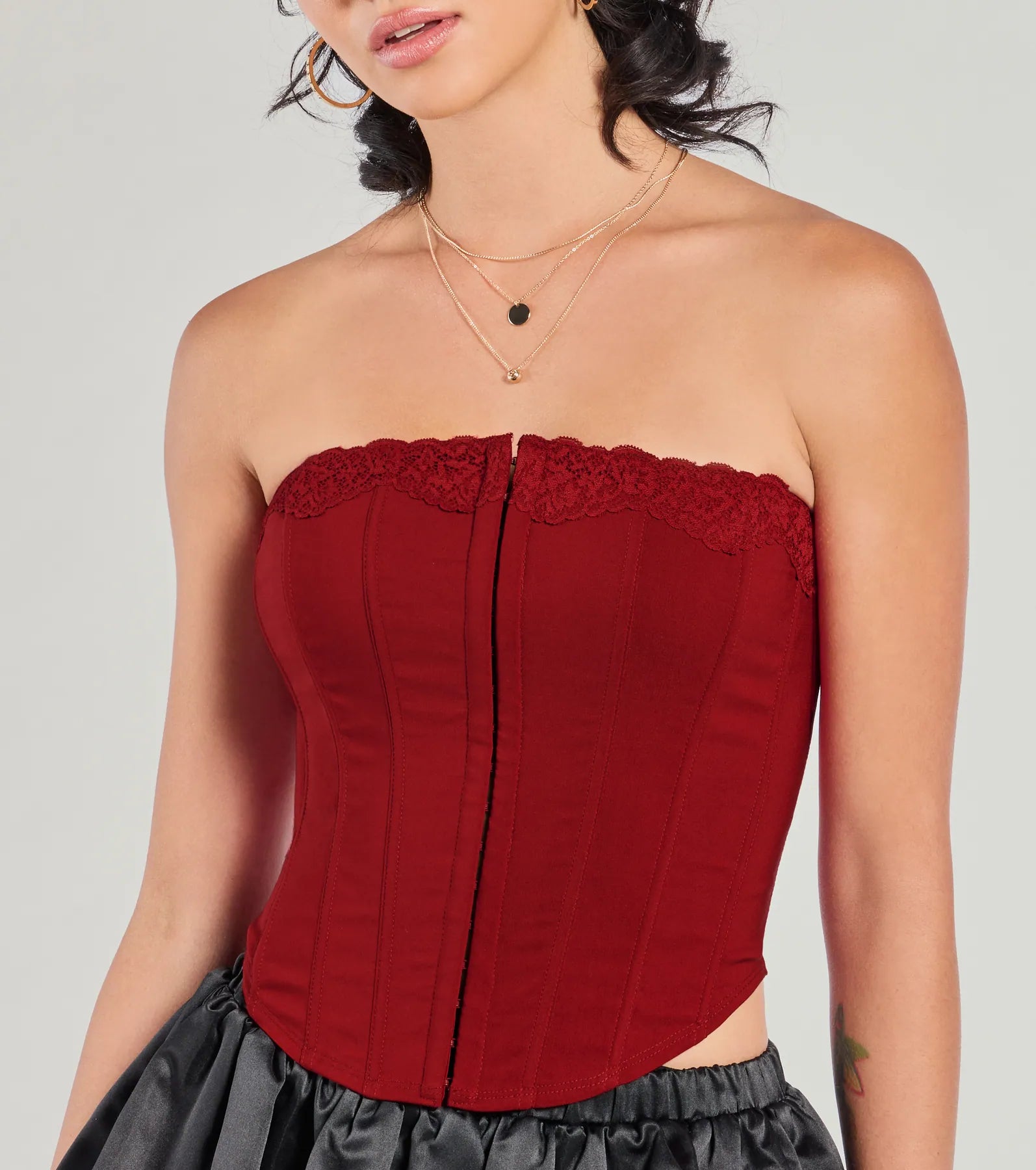 Ultimate Chic Strapless Corset Top with Lace Trim