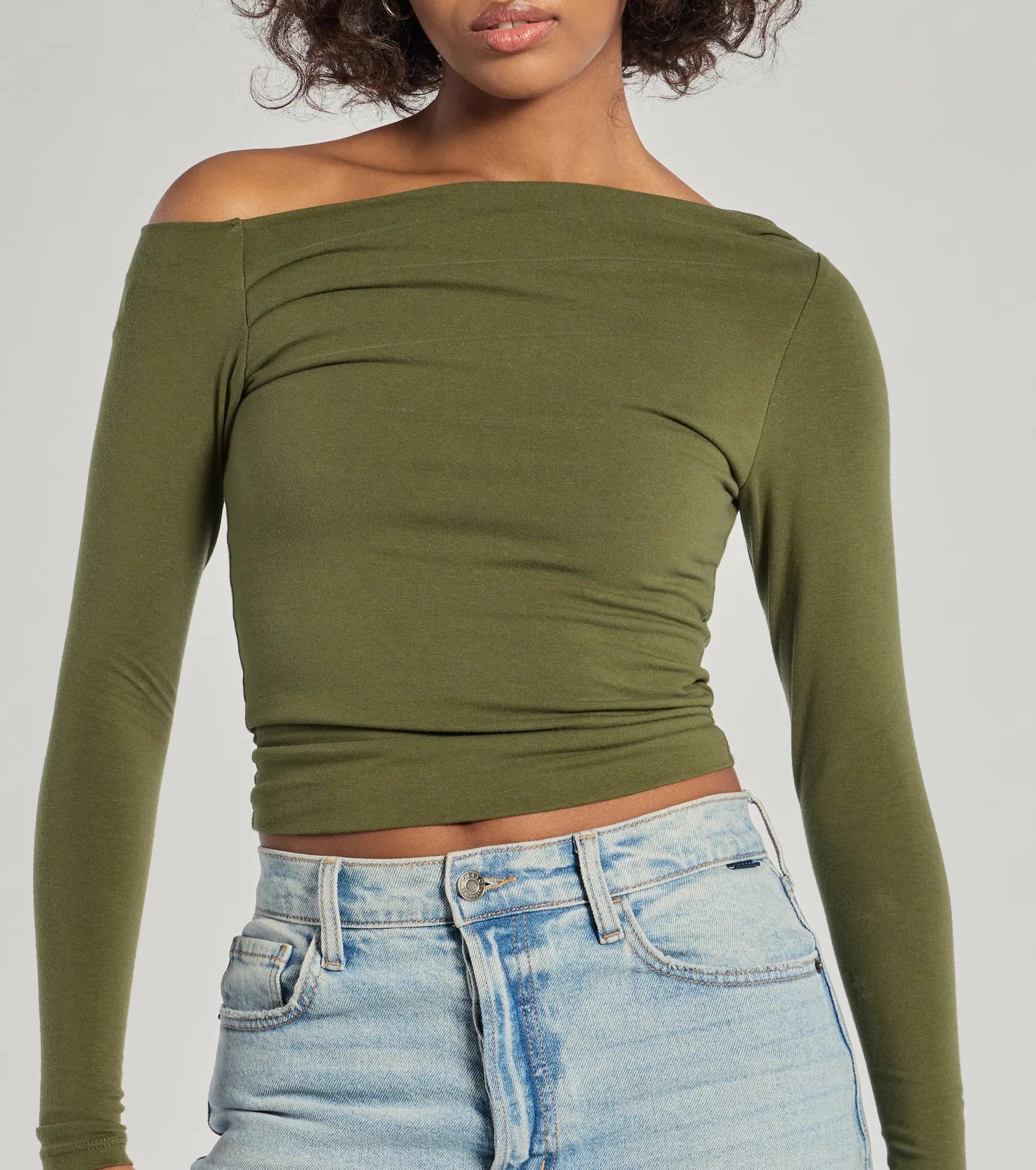 Ultimate Chic Off-Shoulder Long Sleeve Crop Top