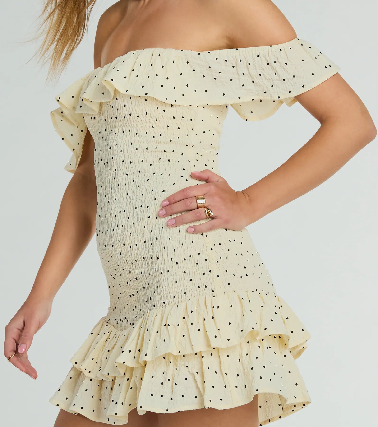 Ultimate Polka Dot Off-The-Shoulder Mini Dress - Playful & Chic
