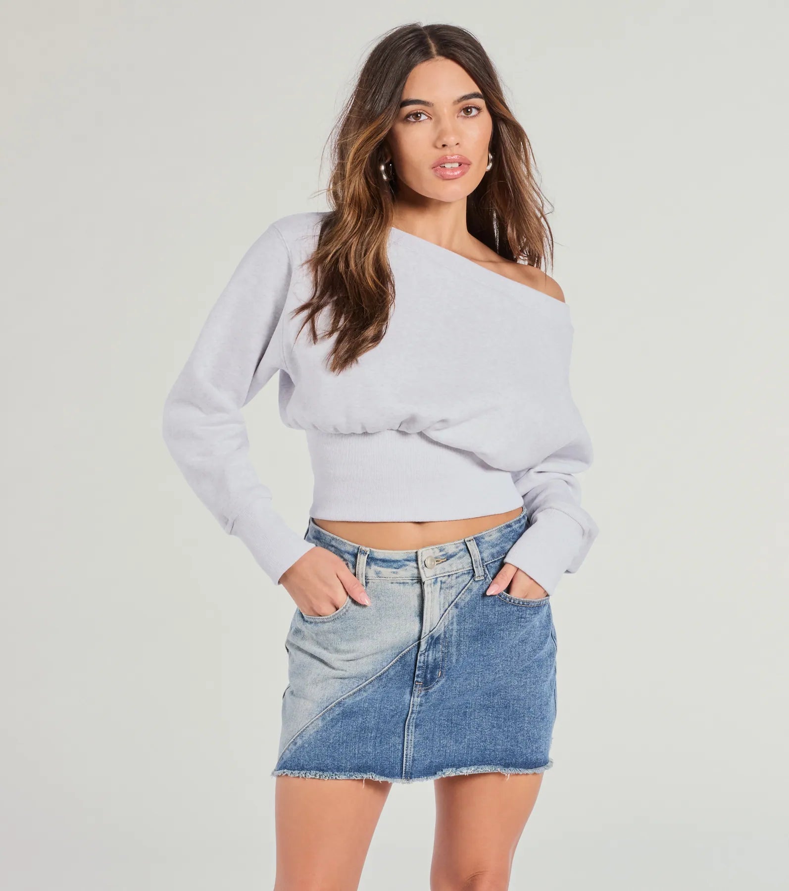 Ultimate Cozy Long Sleeve Fleece Crop Sweatshirt