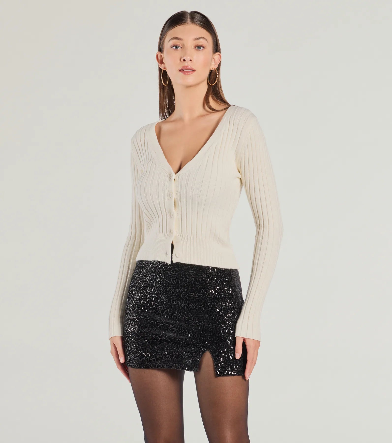 Ultimate Shimmer High-Rise Sequin Velvet Skort | Premium Partywear