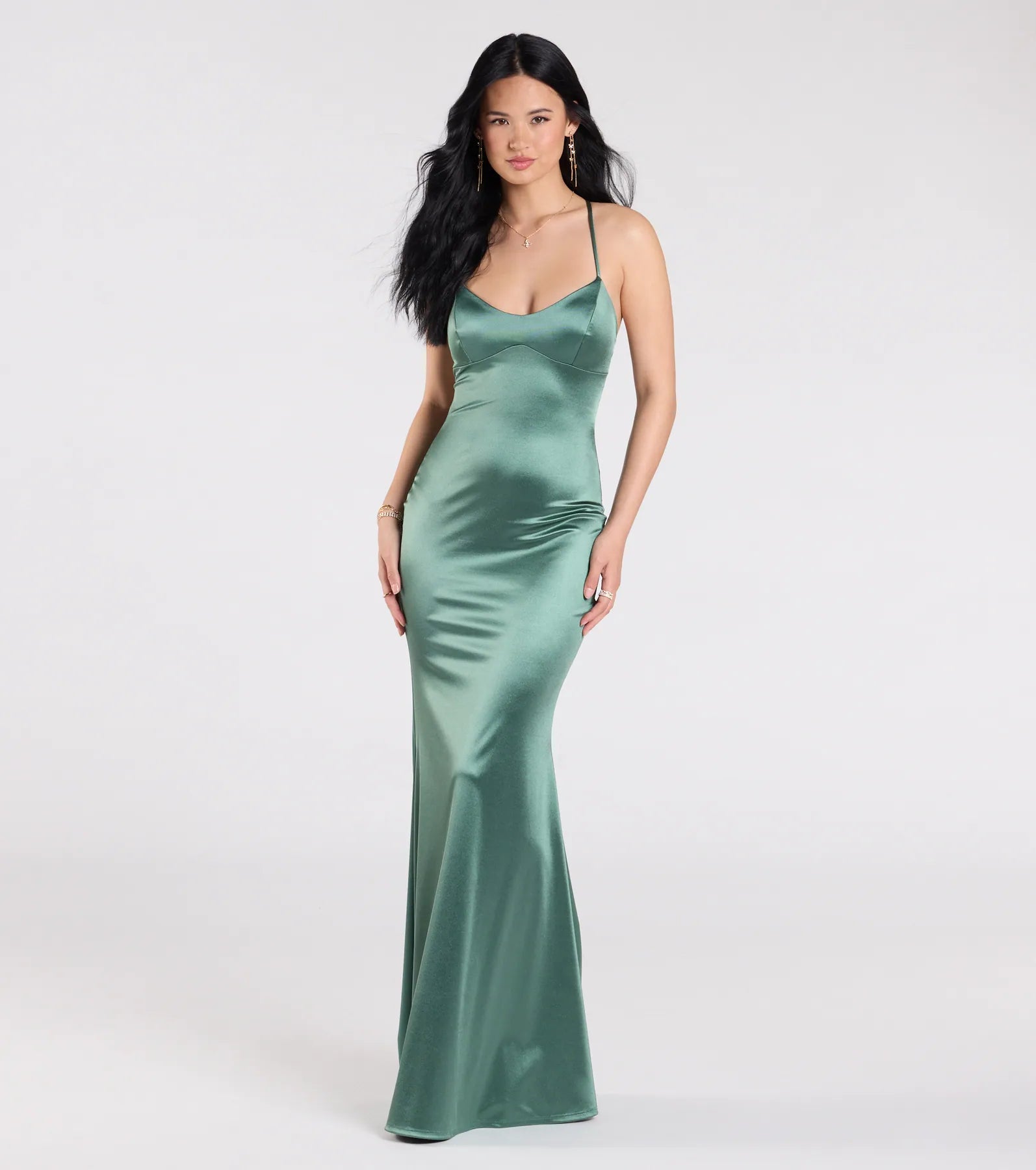 Ultimate Elegance Emmie Lace-Up Mermaid Satin Gown