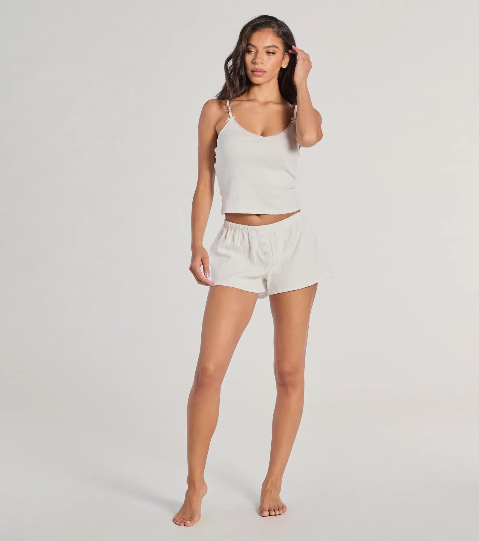 Premium High-Rise Pointelle Pajama Shorts - Ultimate Comfort for Sleep & Lounge