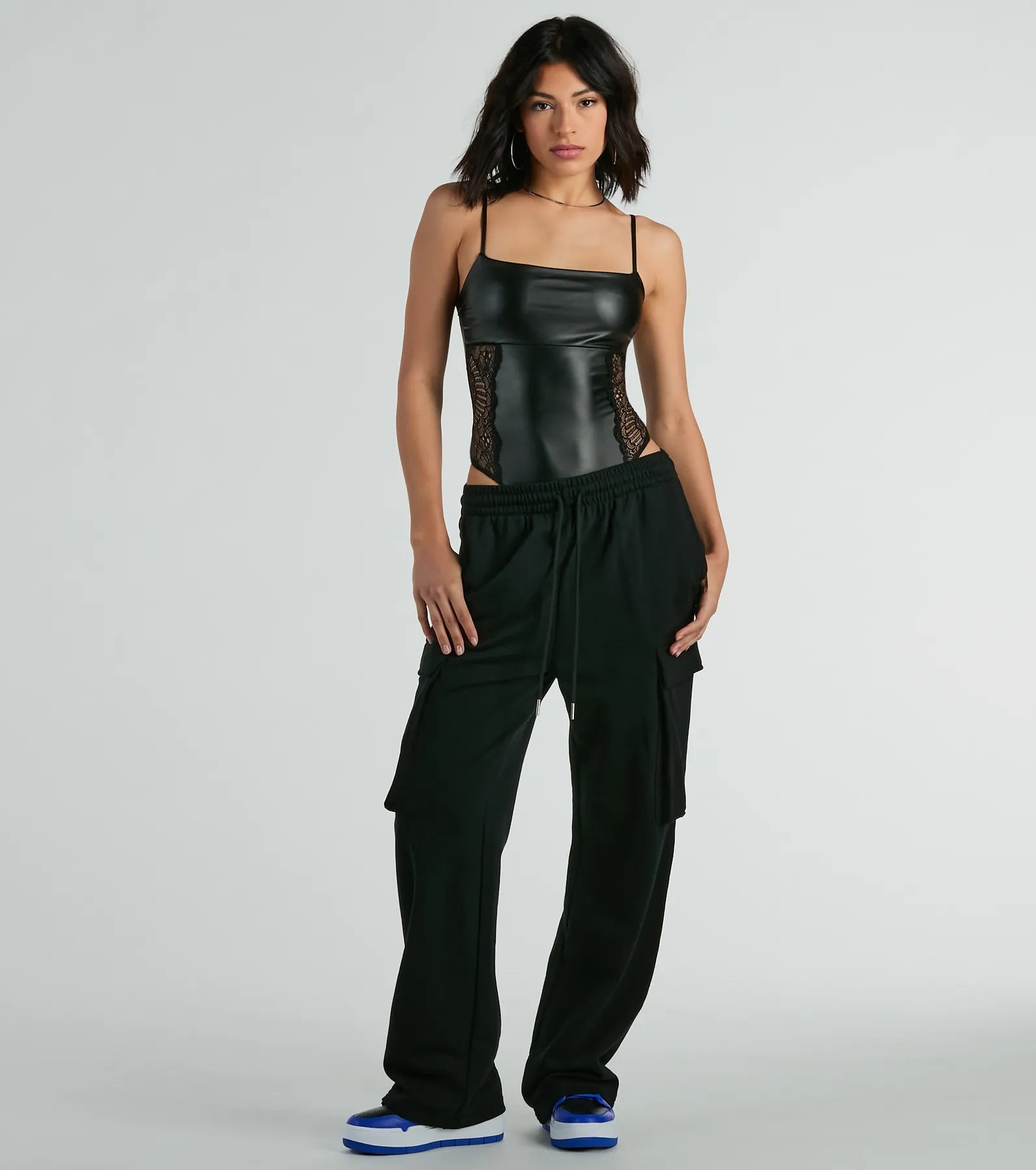 Ultimate Edge Faux Leather Lace Bodysuit