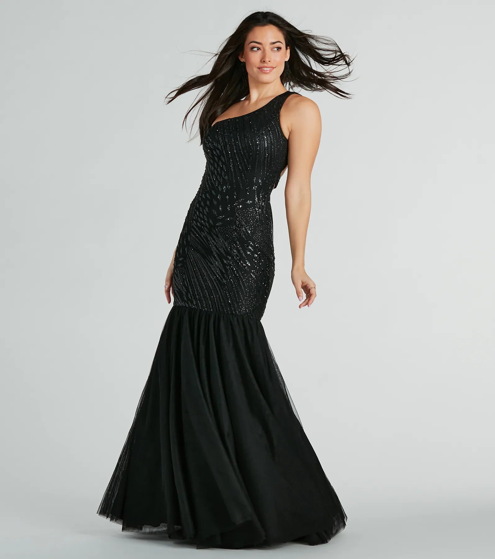 Gracelyn Premium One-Shoulder Mermaid Sequin Gown for Black Tie Events