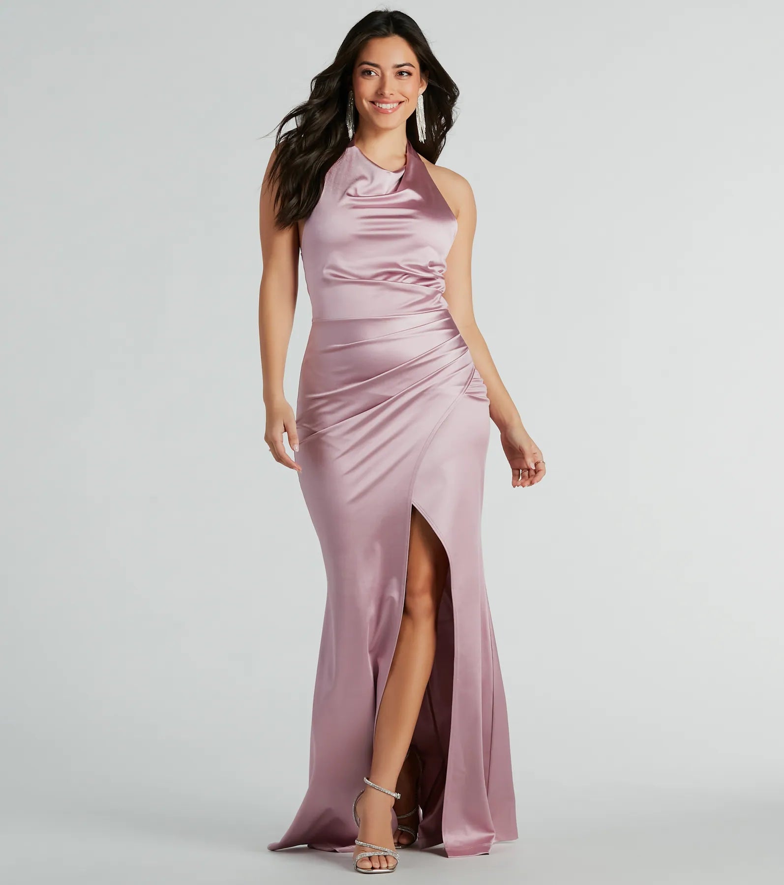 Premium Kourtney Halter Mermaid Satin Gown - Ultimate Formal Dress