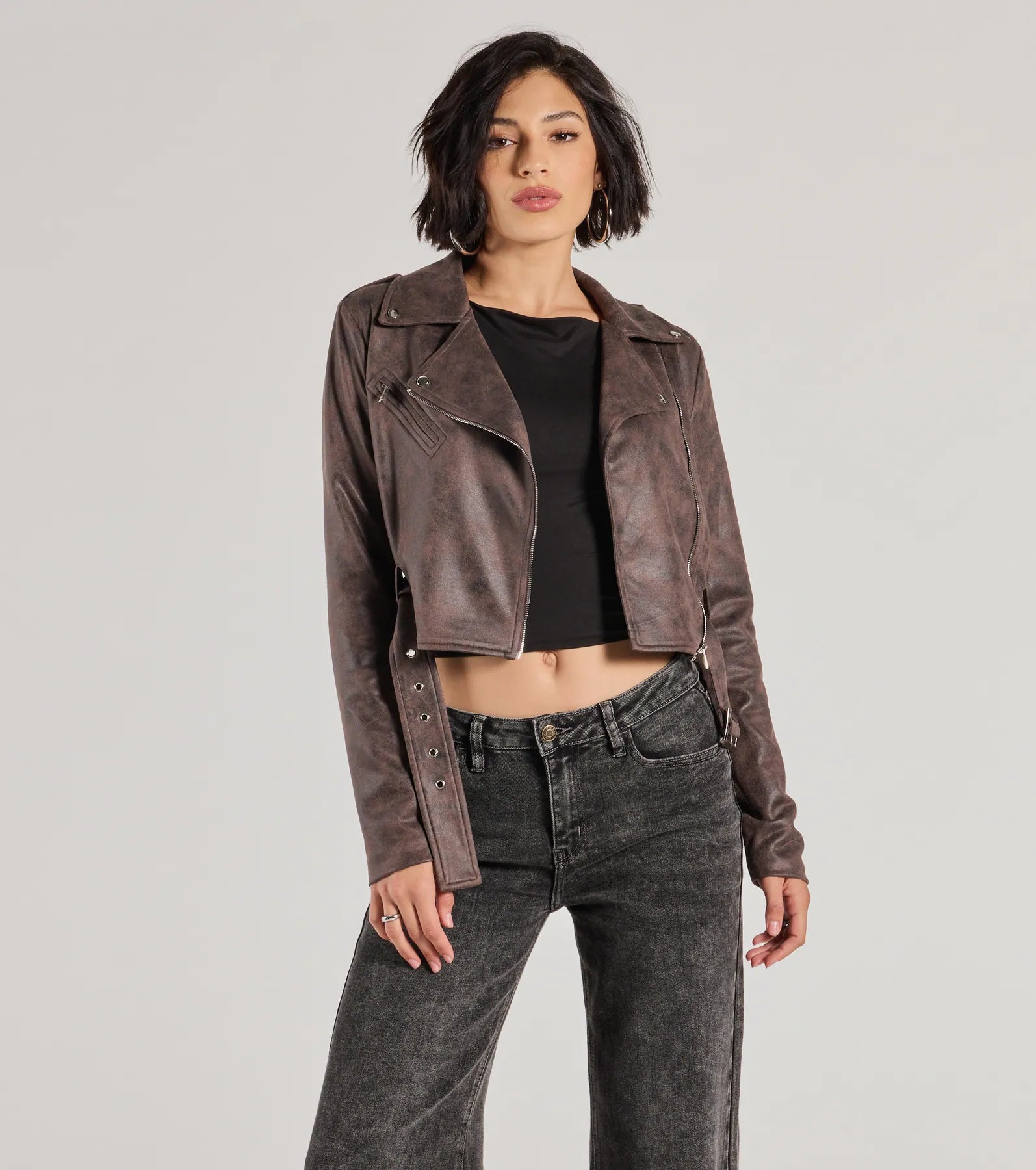 Ultimate Cool Vibes Faux Suede Belted Moto Jacket