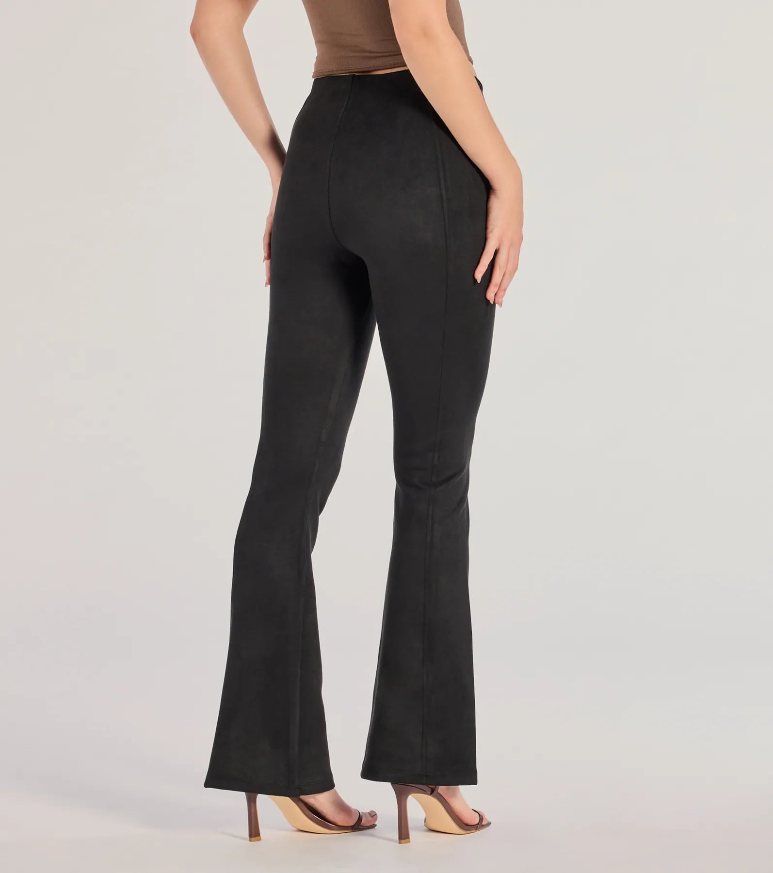 Premium Faux Suede Flared High-Waist Pants - Ultimate Style Upgrade