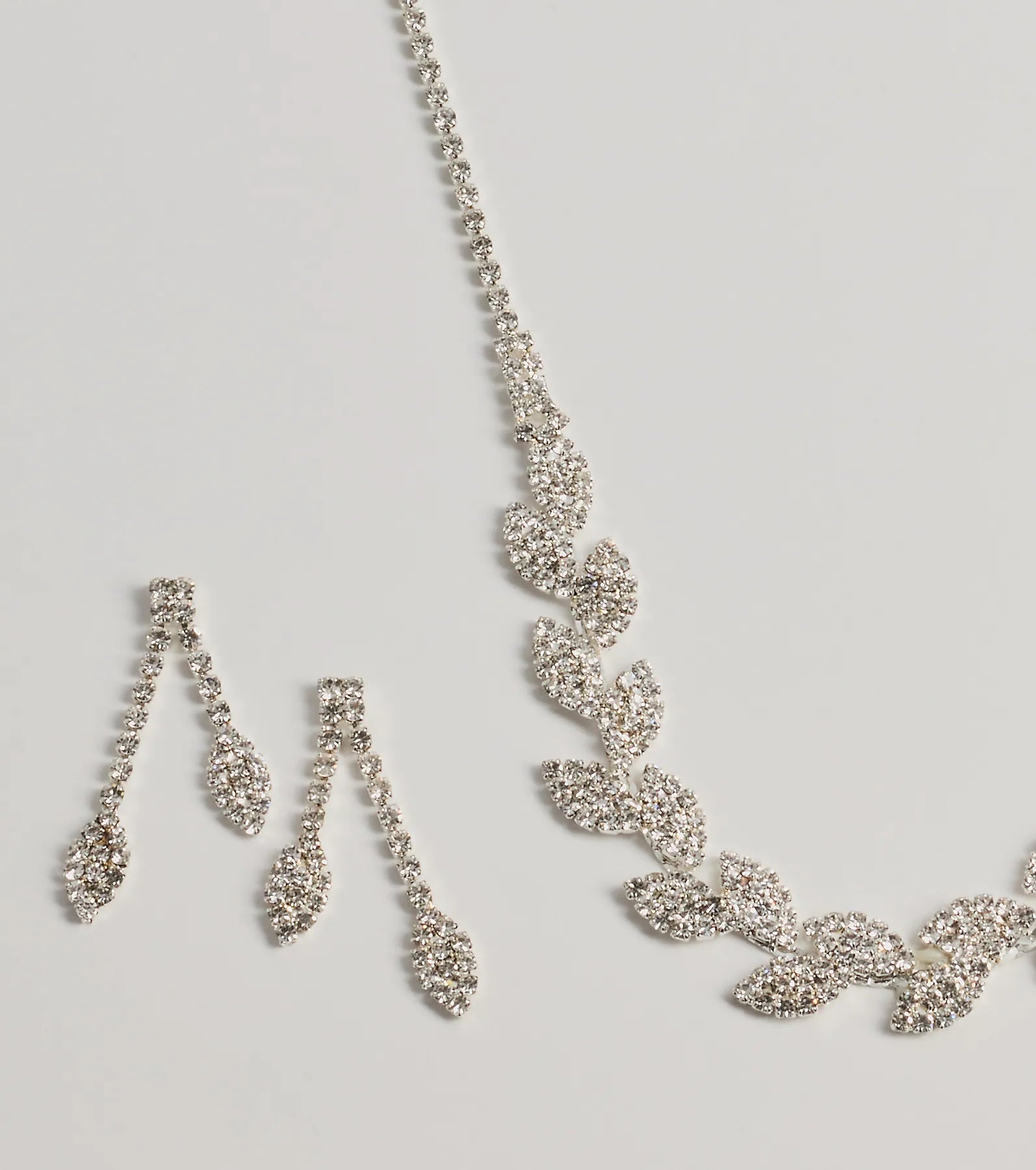 Ultimate Glam Rhinestone Leaf Jewelry Set