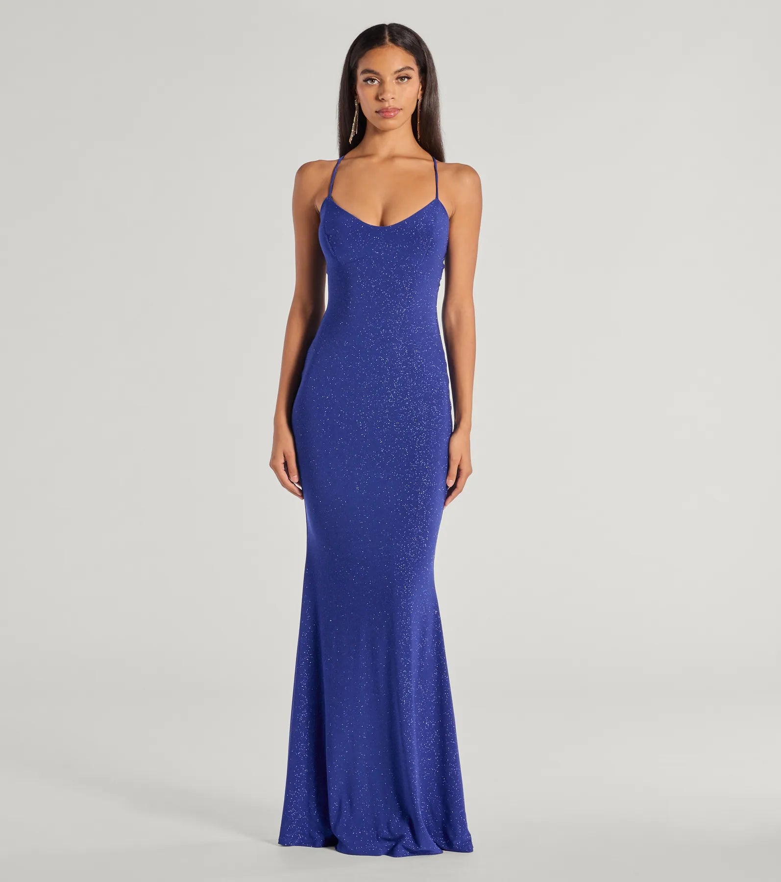 Ultimate Kyleigh Glitter Lace-Up Mermaid Gown