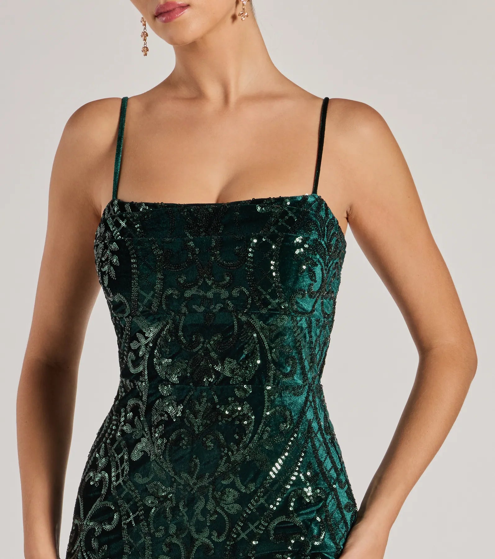 Premium Lilia Sequin Velvet Evening Gown