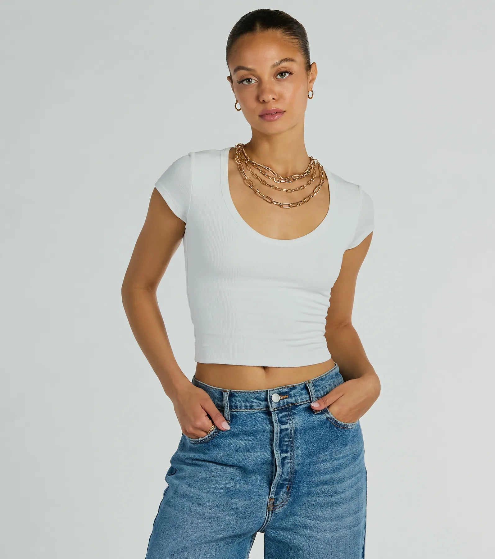 Premium Scoop Neck Crop Tee - Ultimate Everyday Essential