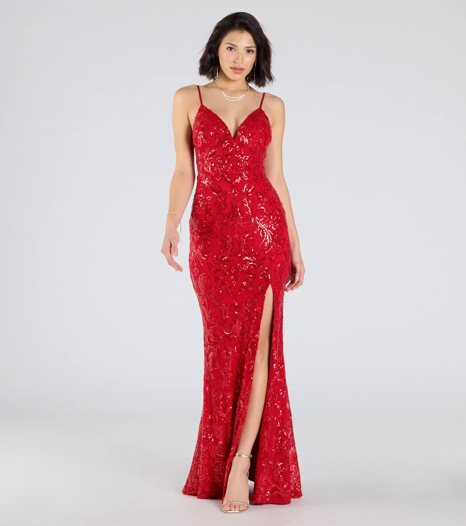 Premium Cecelia Low Back Mermaid Sequin Dress for Red Carpet Glam