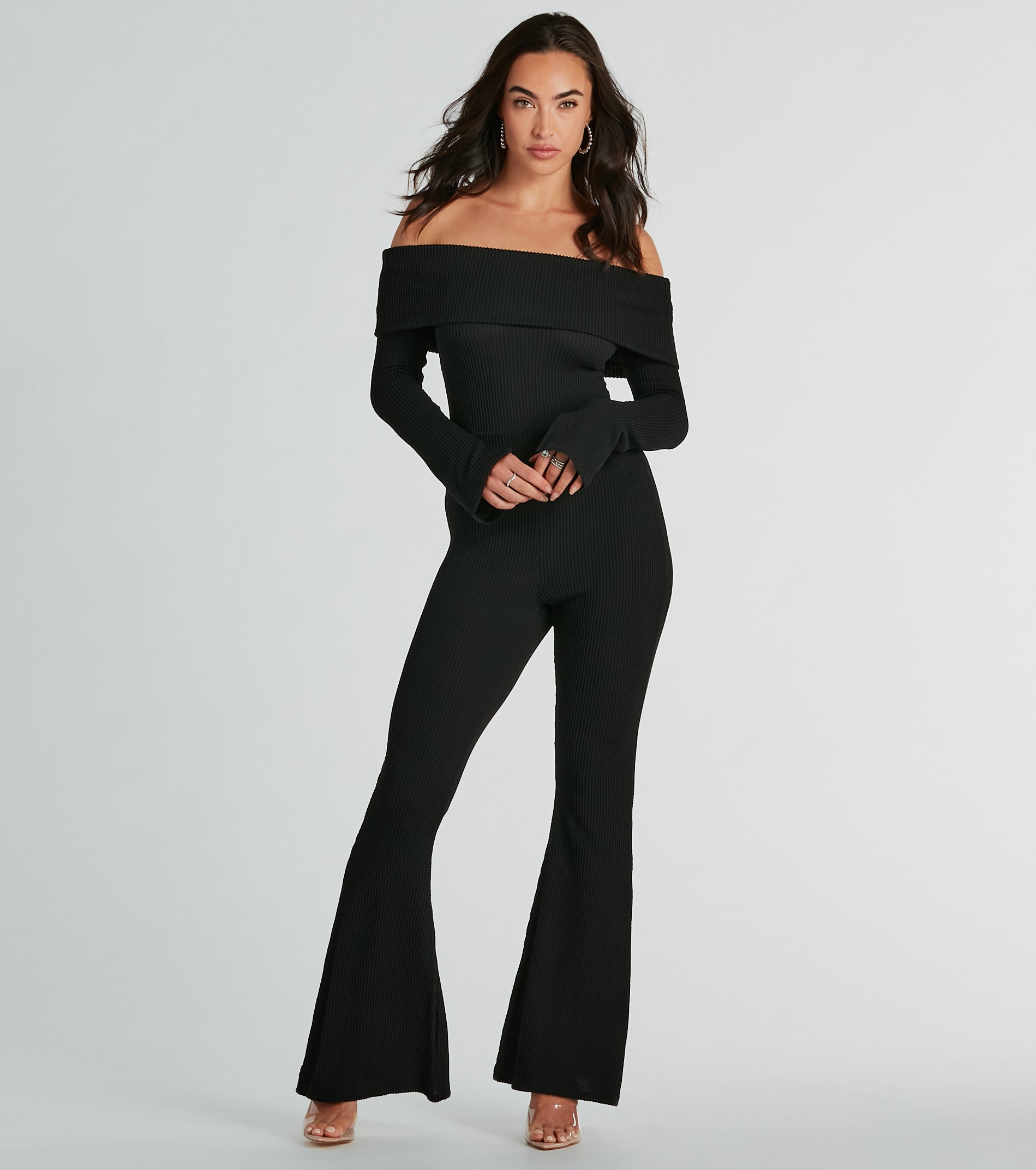 Ultimate Chic Off-The-Shoulder Ribbed Jumpsuit