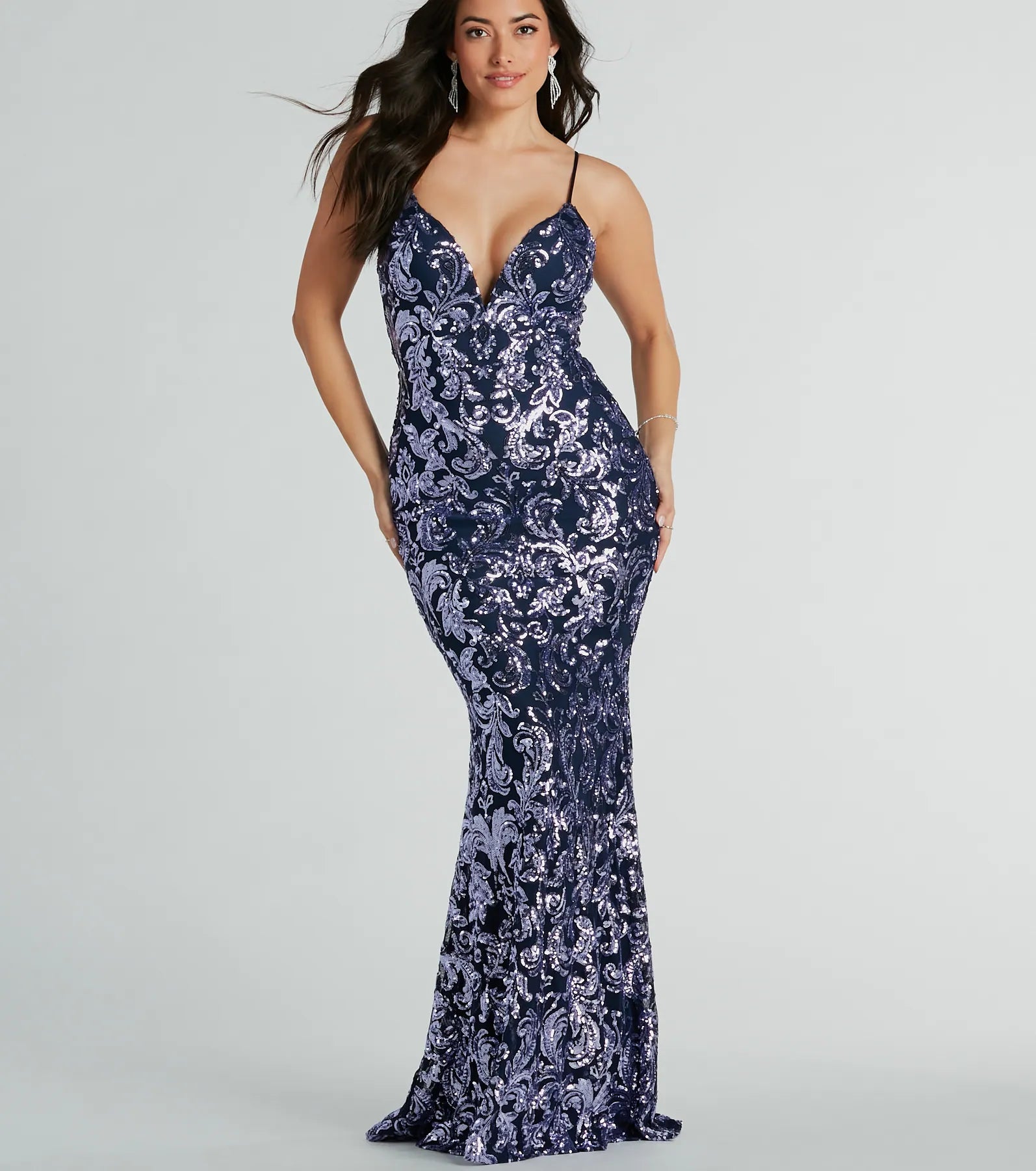Evelyn Premium V-Neck Mermaid Sequin Gown – Ultimate Formal Elegance