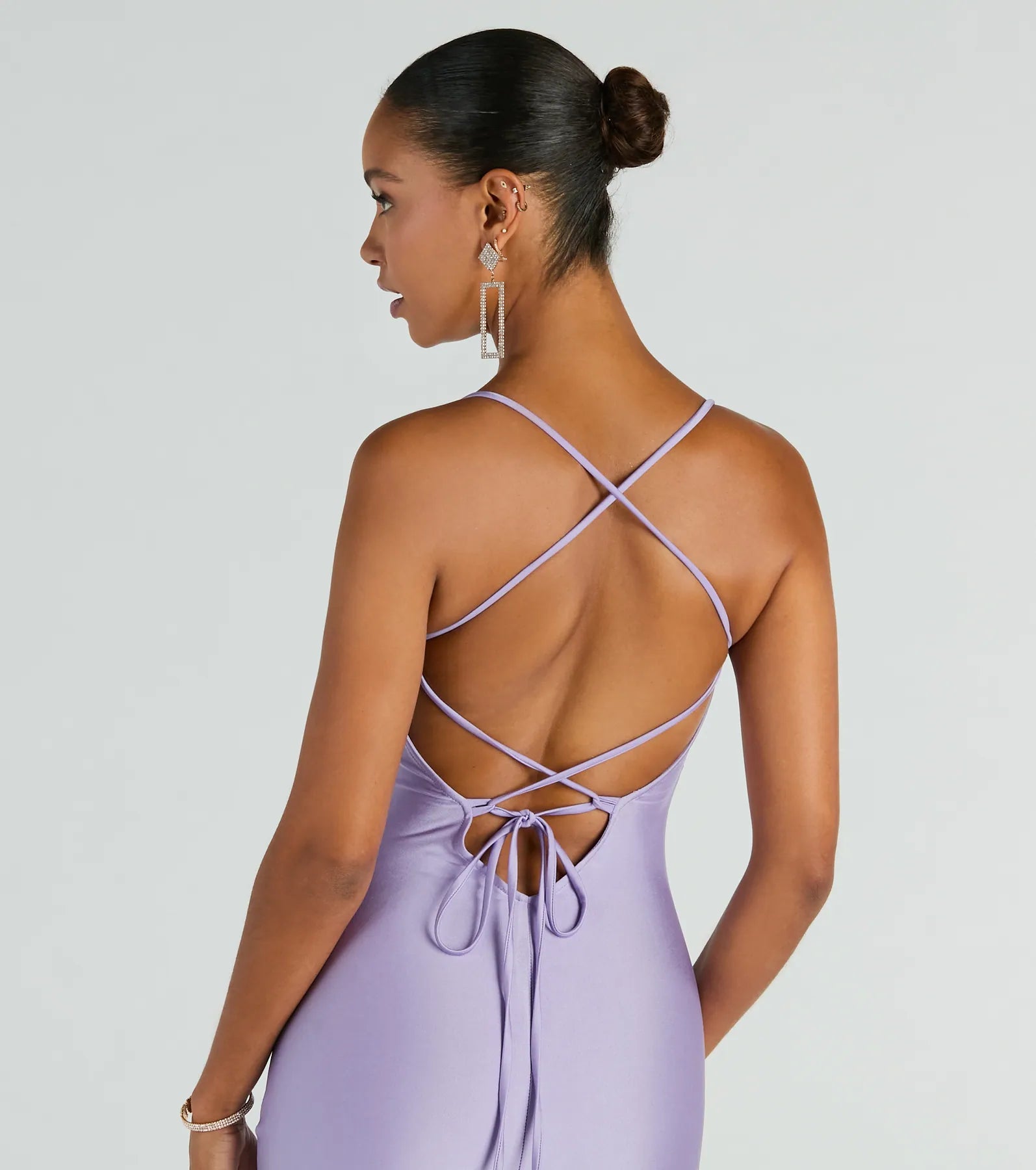 Ultimate Elegance: Natalie Cowl Neck Lace-Up Slit Column Dress