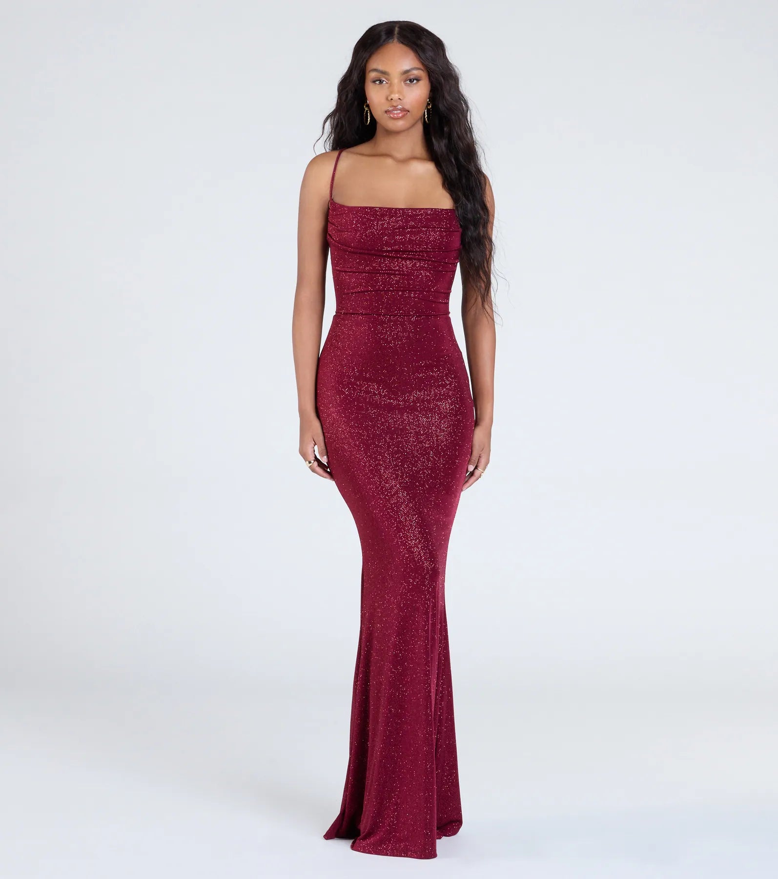 Premium Joan Lace-Up Glitter Mermaid Evening Gown