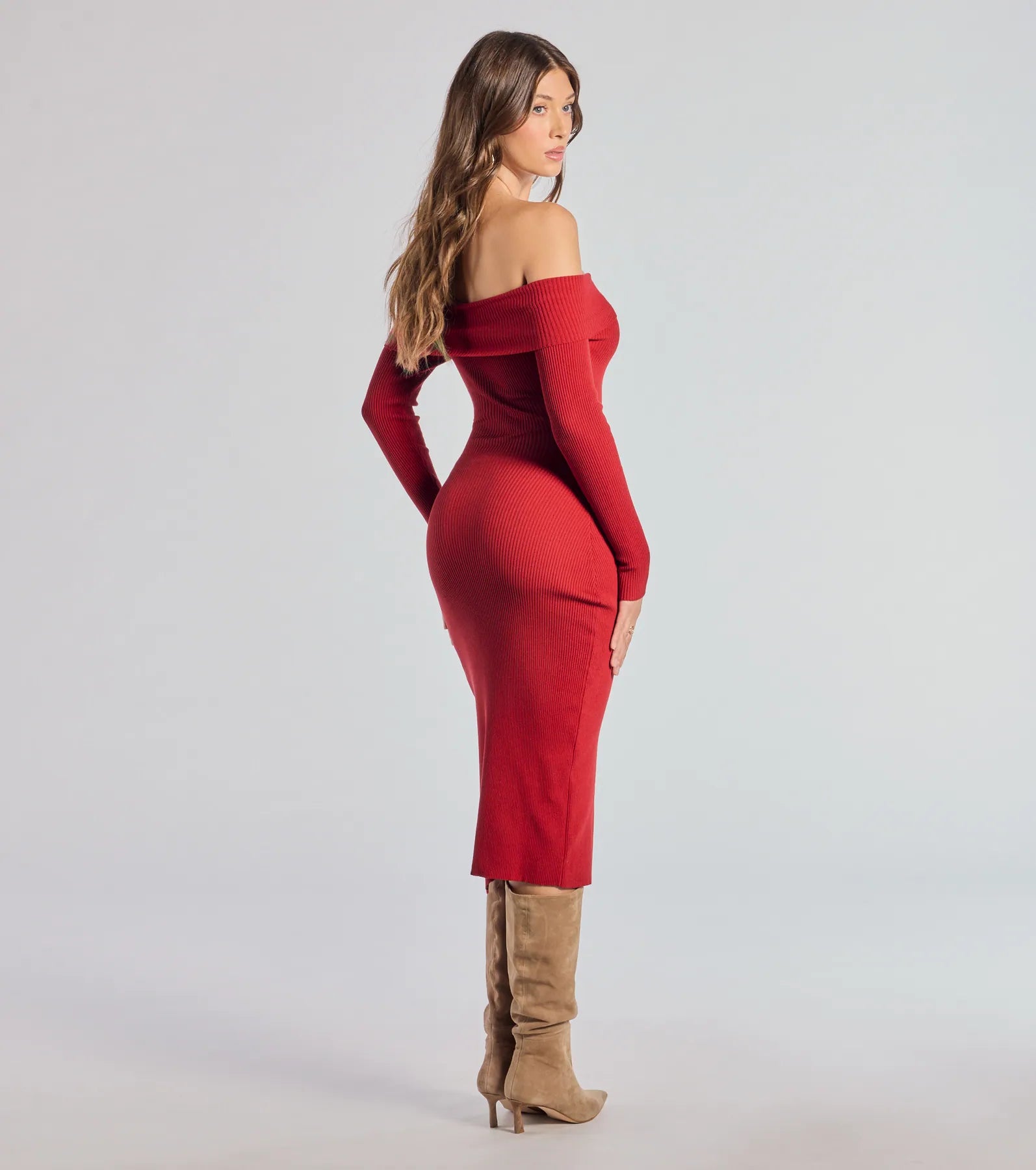 Ultimate Chic Knit Long Sleeve Midi Dress - Premium Style & Comfort