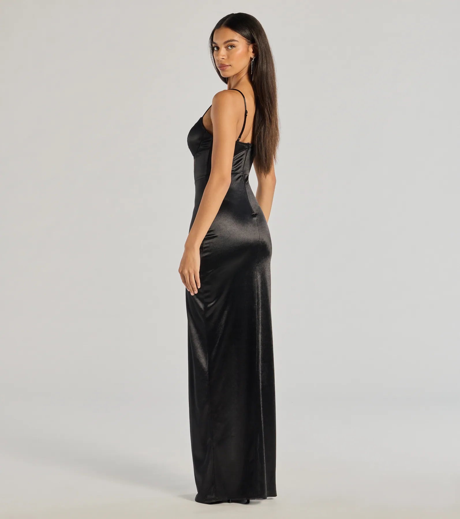 Ultimate Elegance: Megan Sweetheart Slit Lace Satin Formal Dress