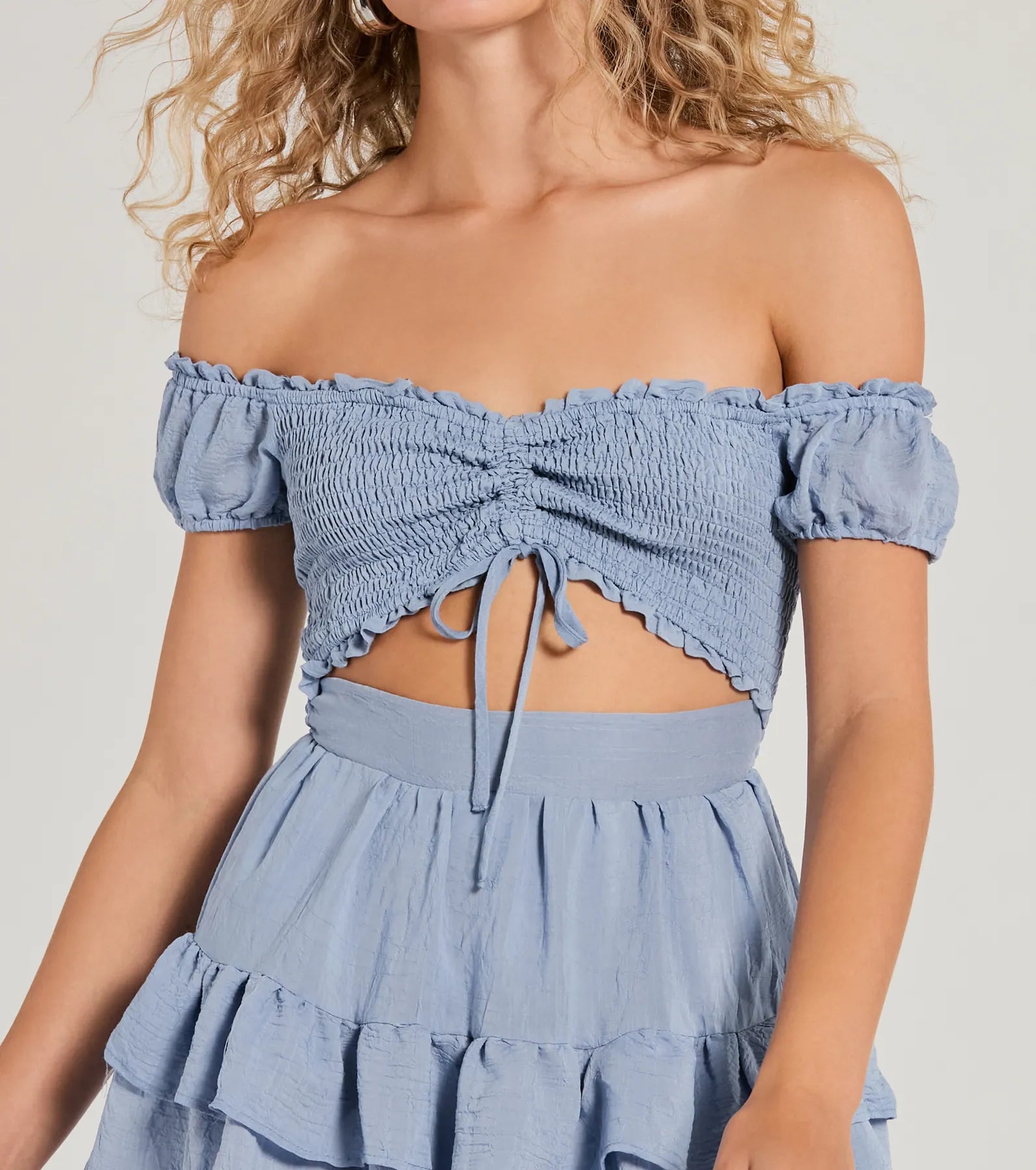 Ultimate Girlycore Off-The-Shoulder Ruffled Skater Dress