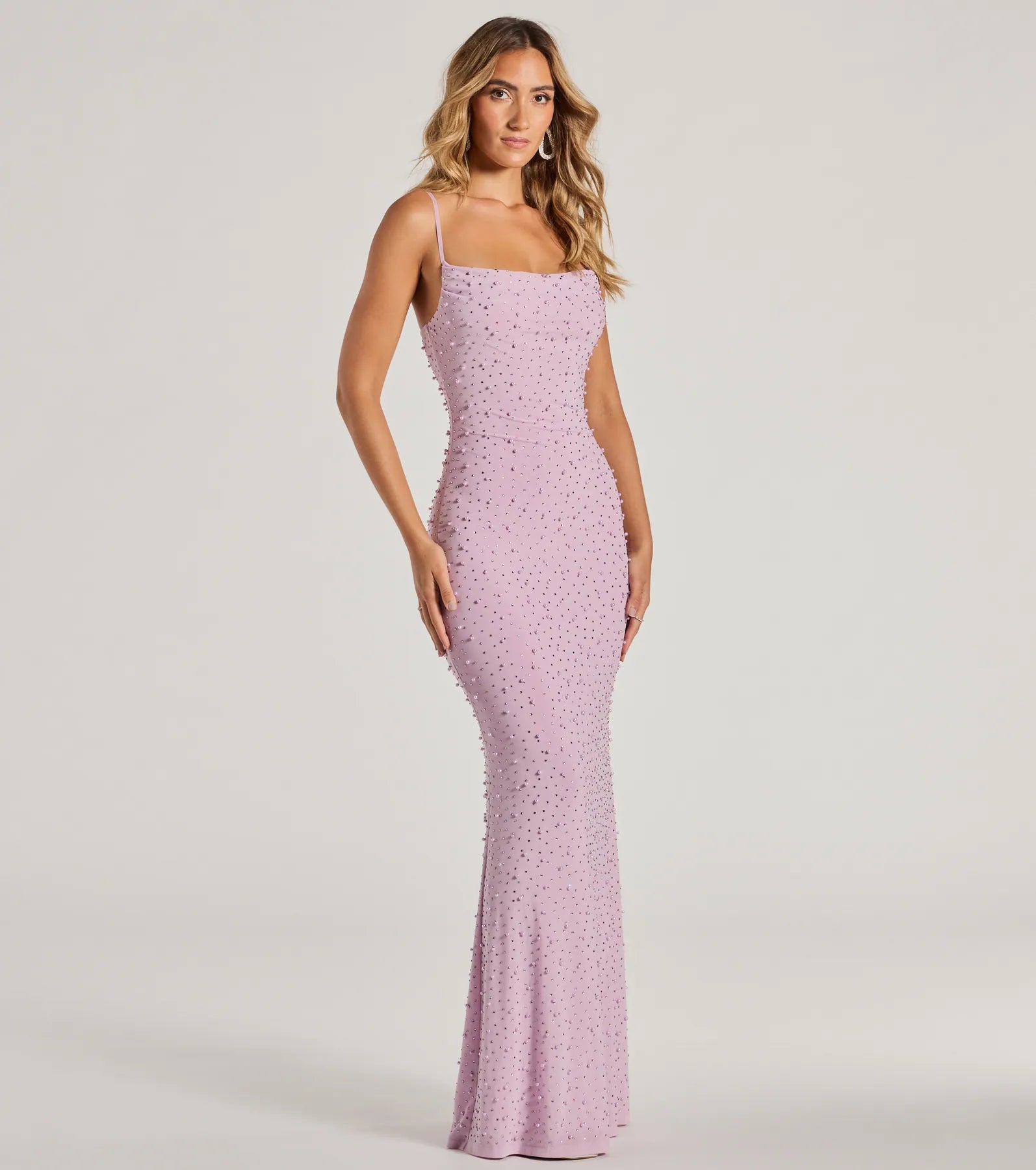 Mayva Premium Mermaid Rhinestone Dress with Faux Pearl Details