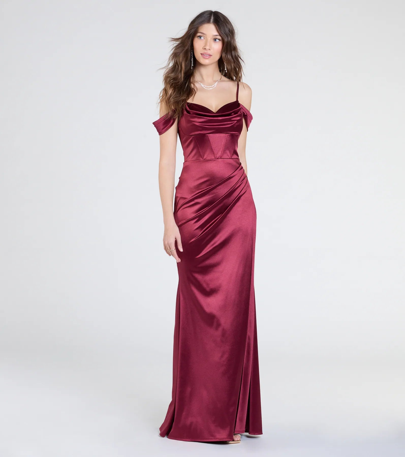 Ultimate Trista Cold Shoulder Satin Formal Dress - Statement Elegance