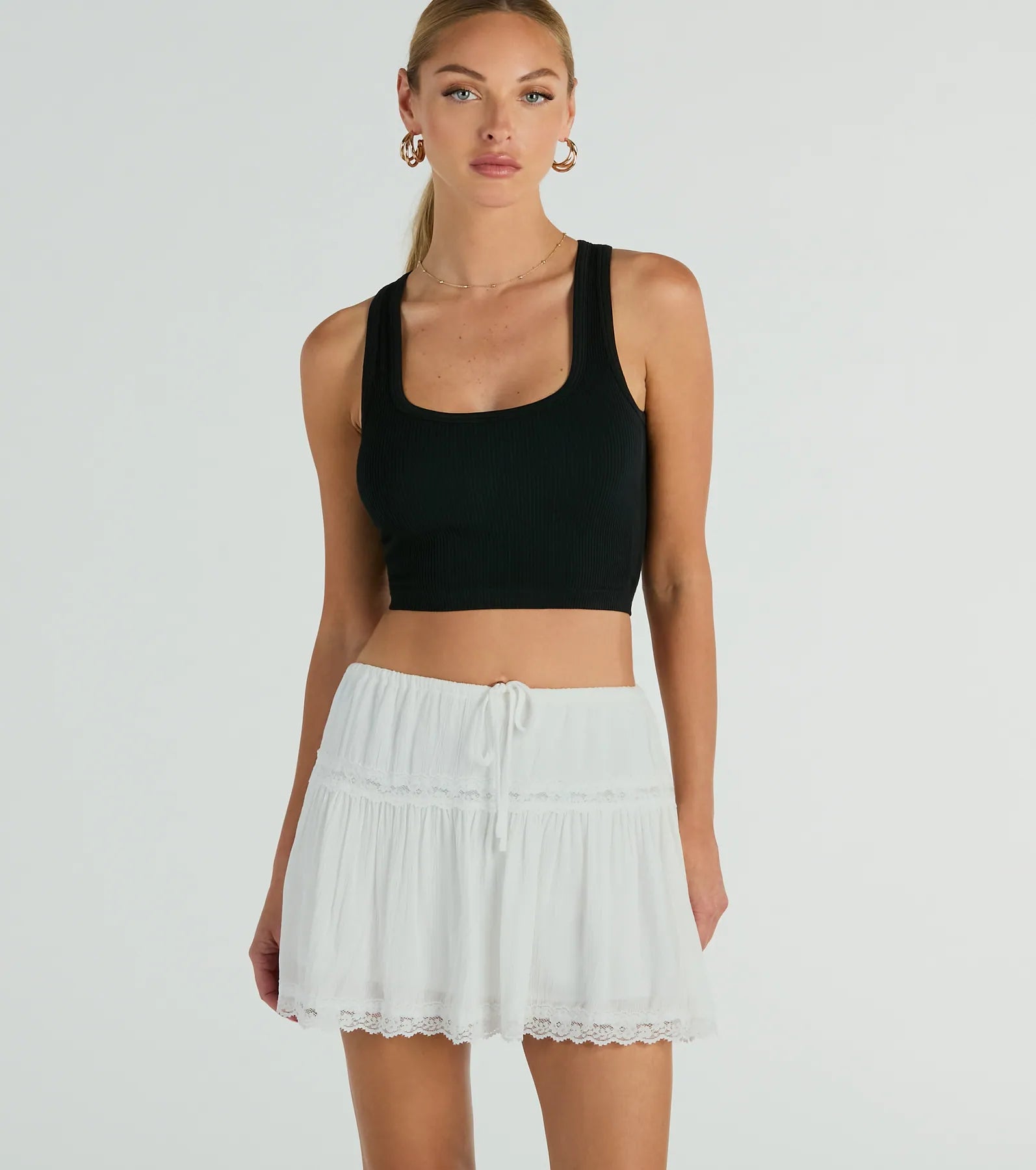 Ultimate Prairie Lace Trim A-Line Mini Skirt - Perfect for Festivals & Concerts