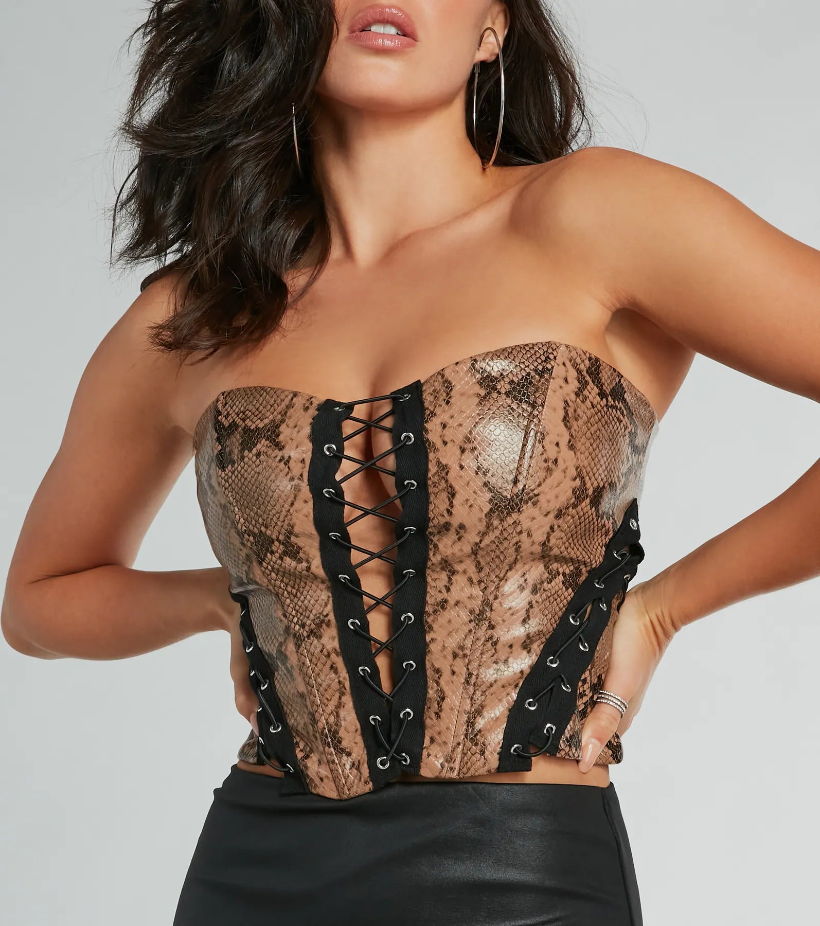 Ultimate Snake Print Faux Leather Corset Top - Sleek & Stylish