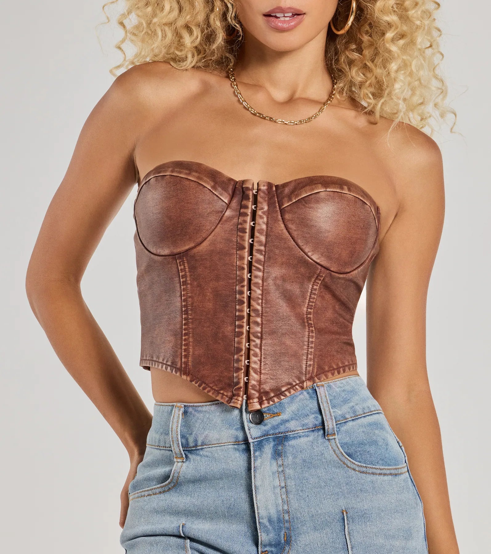 Ultimate Bold Faux Leather Cropped Corset - Statement Piece