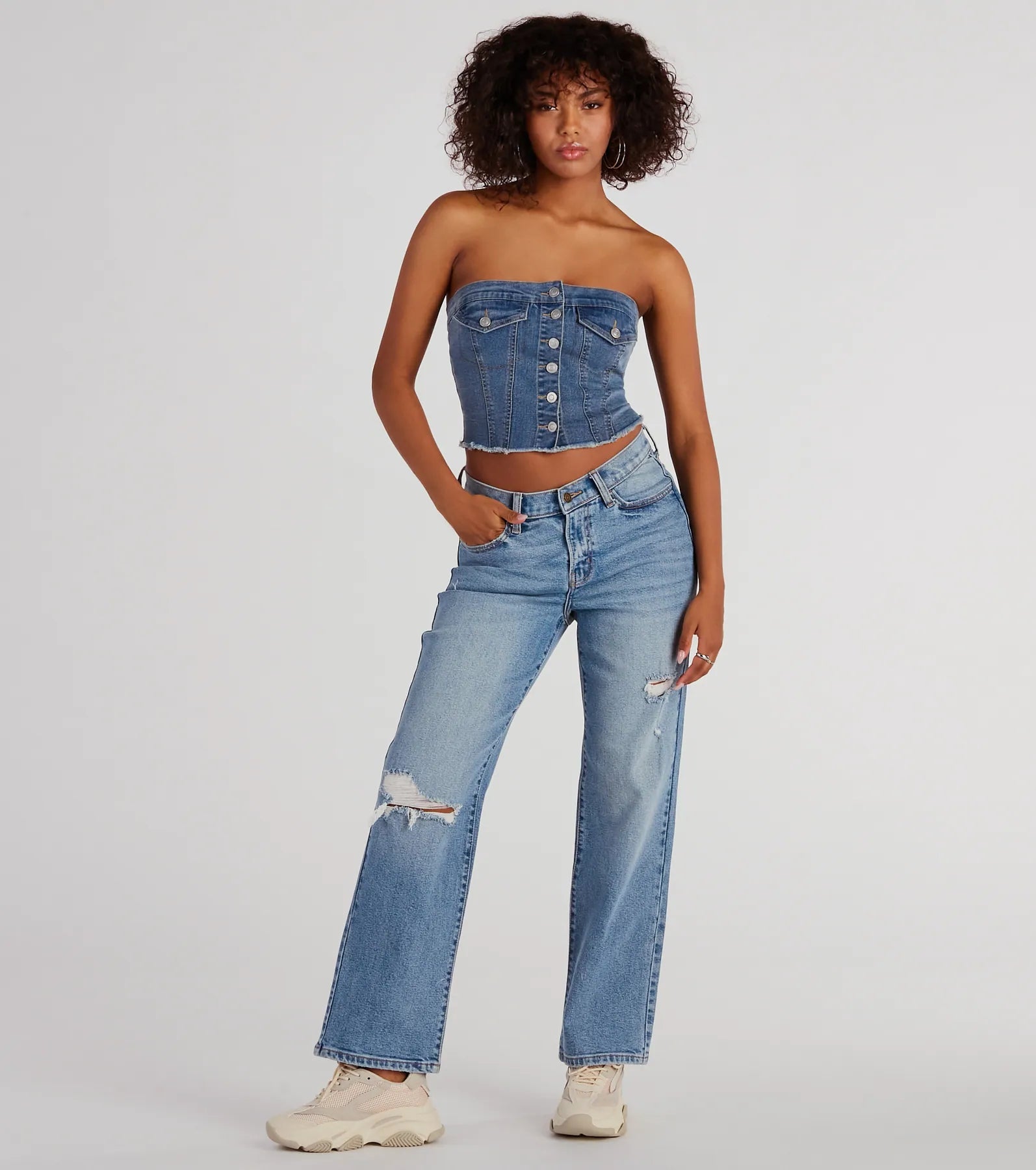 Ultimate Chill Strapless Denim Crop Top - Effortless Style