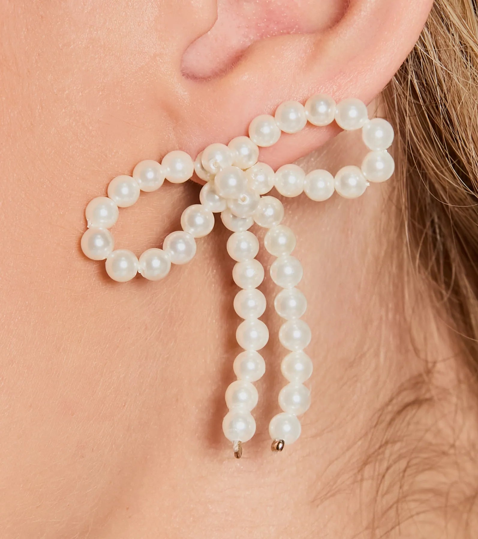 Premium Faux Pearl Bow Earrings - Upscale Elegance