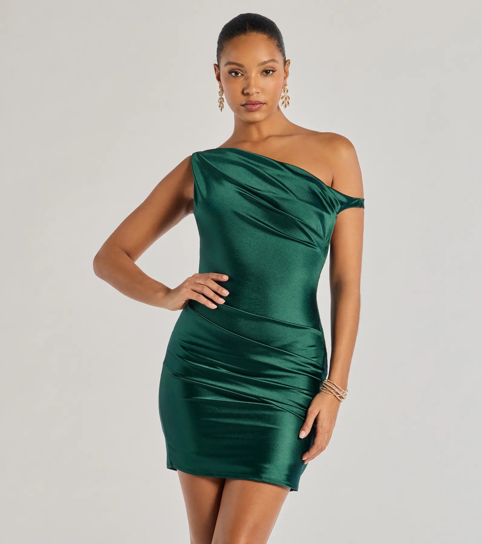 Premium Marleigh Satin Off-Shoulder Mini Dress - Ultimate Partywear
