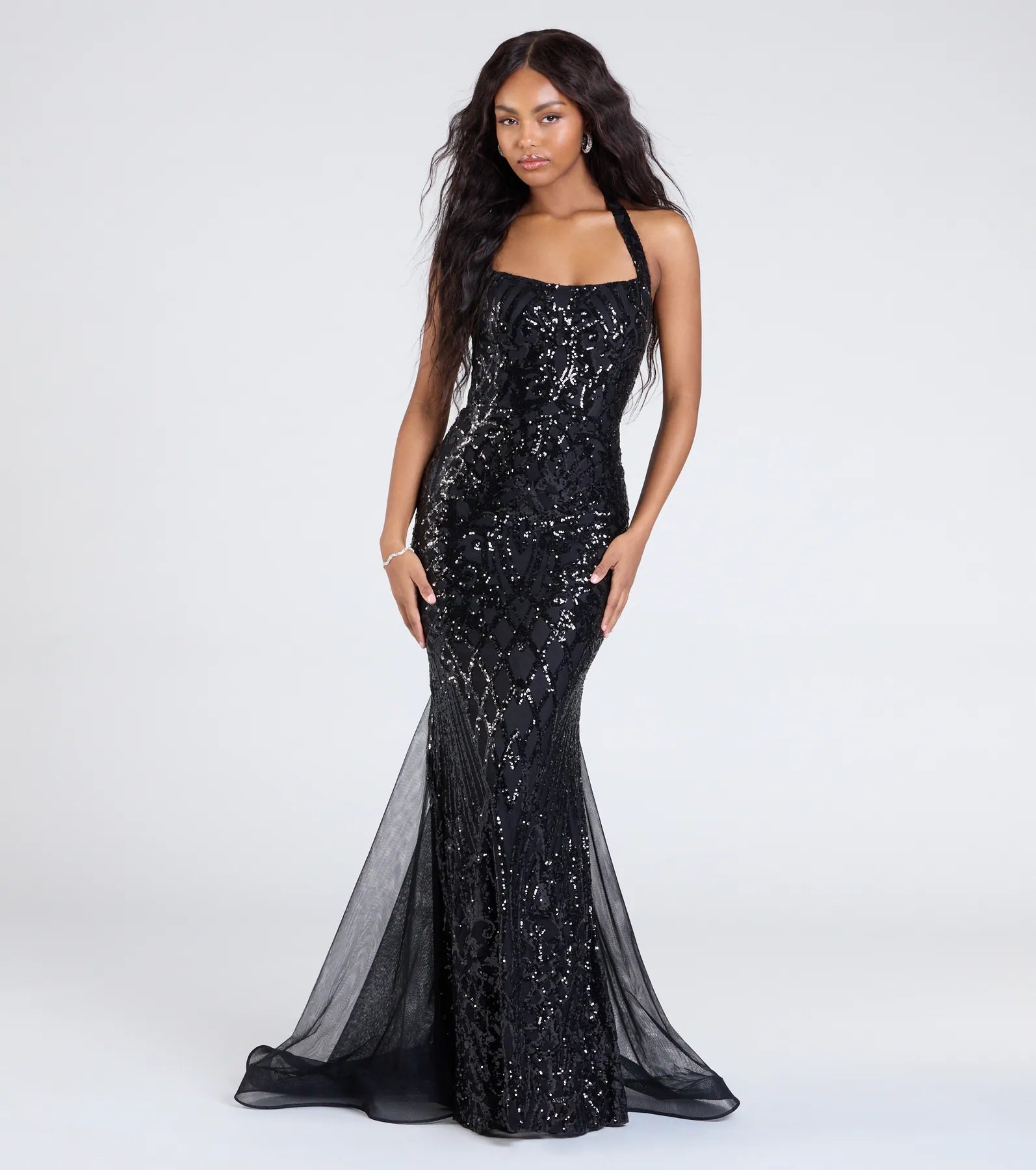 Premium Esmeralda Halter Mermaid Sequin Gown for Glamorous Evenings