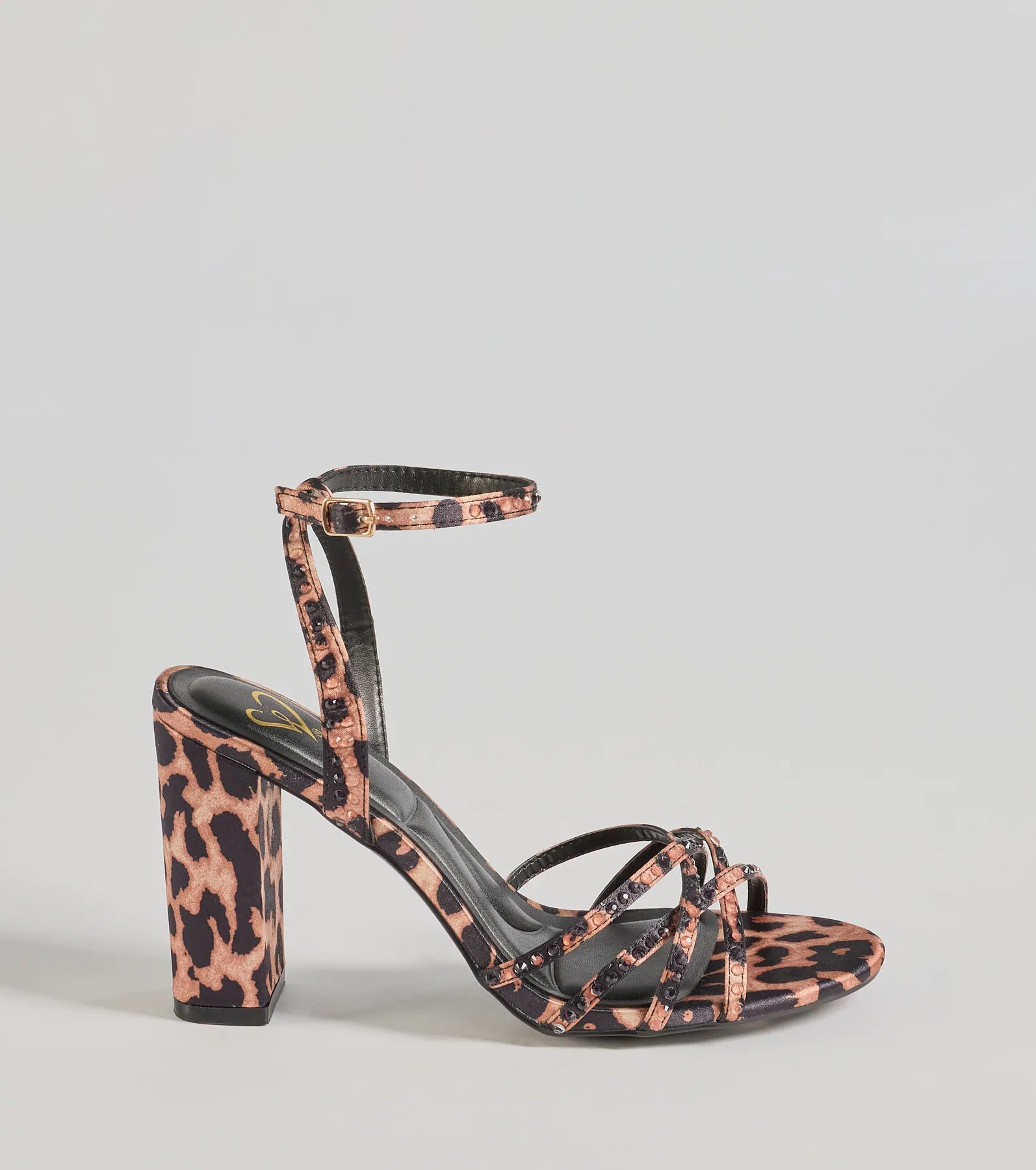 Ultimate Sassy Rhinestone Leopard Print Block Heels - Premium Strappy Design