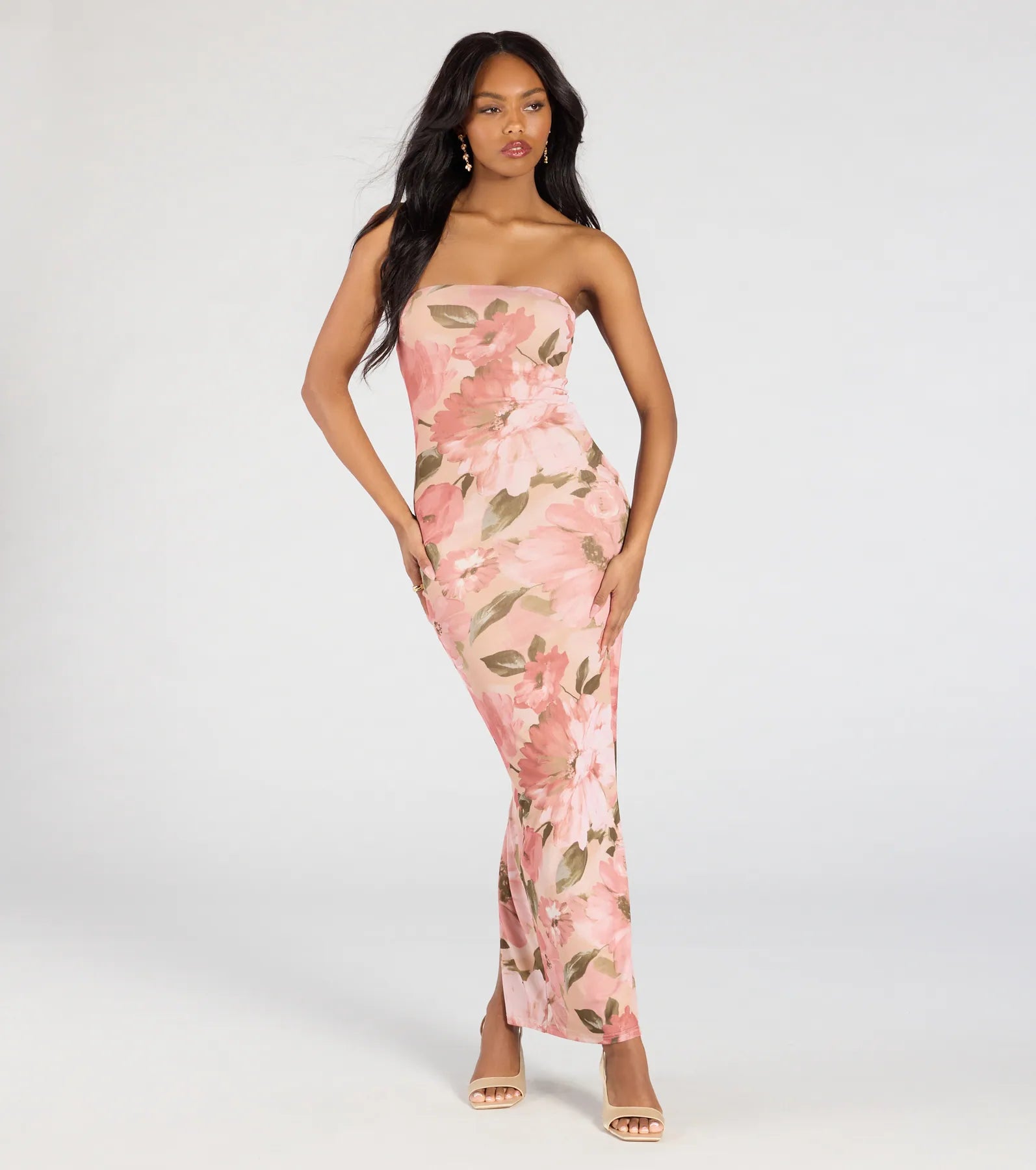 Ultimate Floral Elegance Satin Maxi Dress