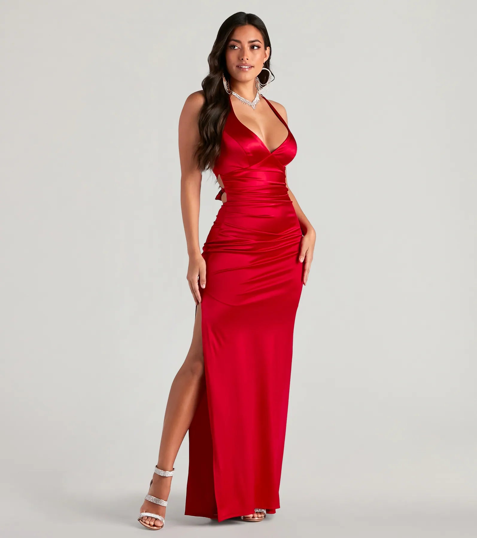 Premium Jamie Lace-Up Satin Gown for Special Occasions