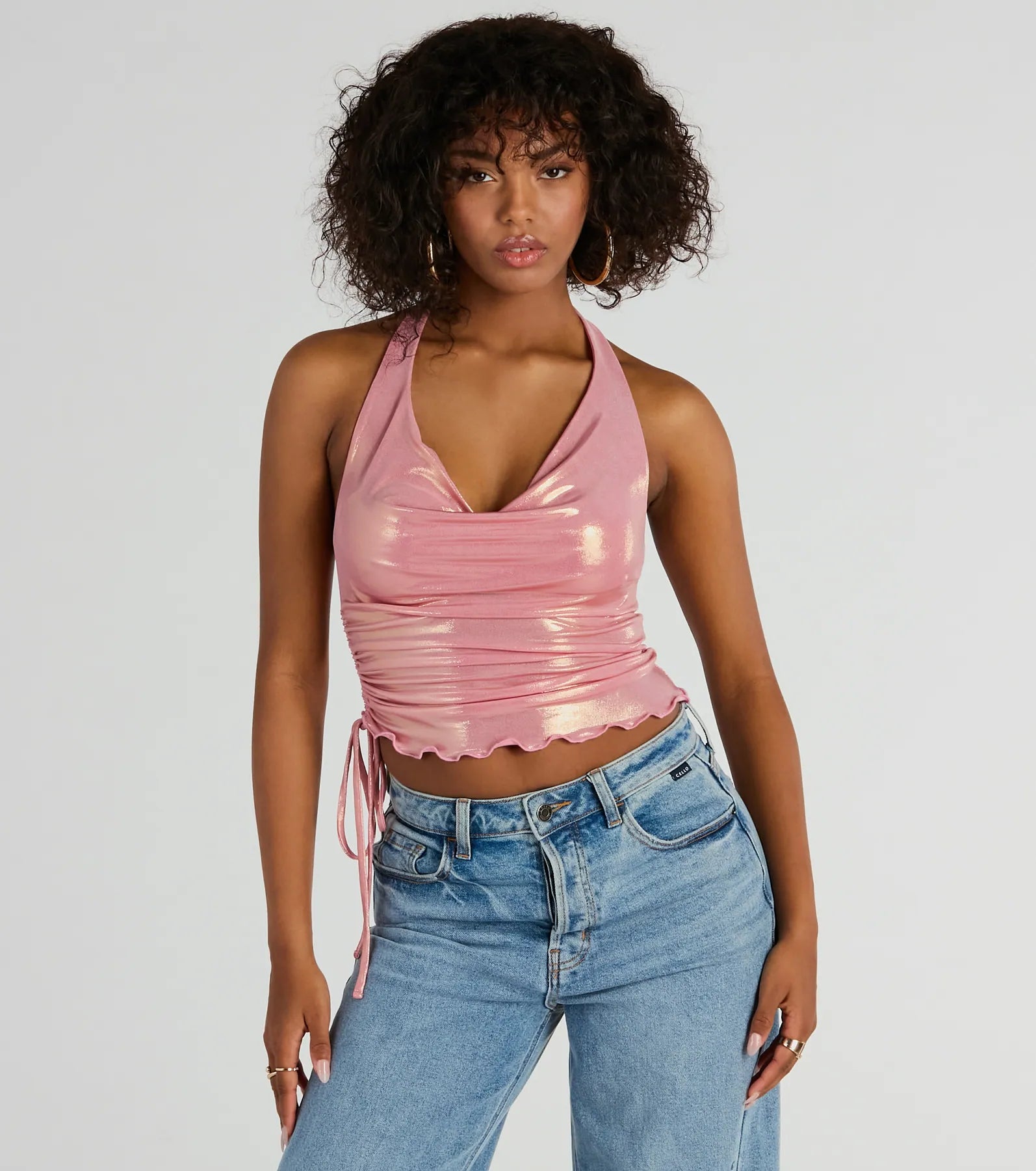 Ultimate Glam Metallic Halter Top - Trendy Night Out Essential