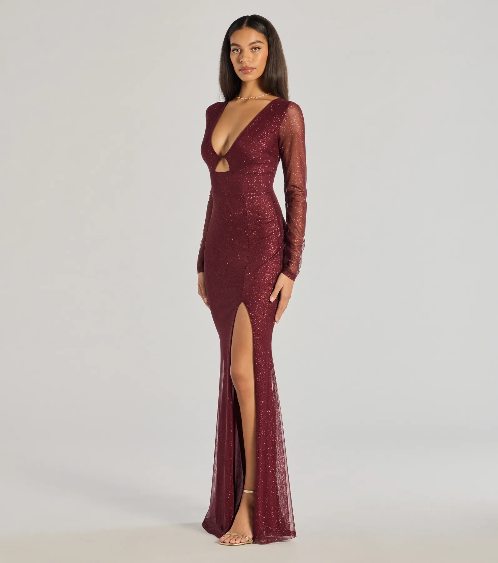 Premium Alanna Glitter Mesh Mermaid Gown