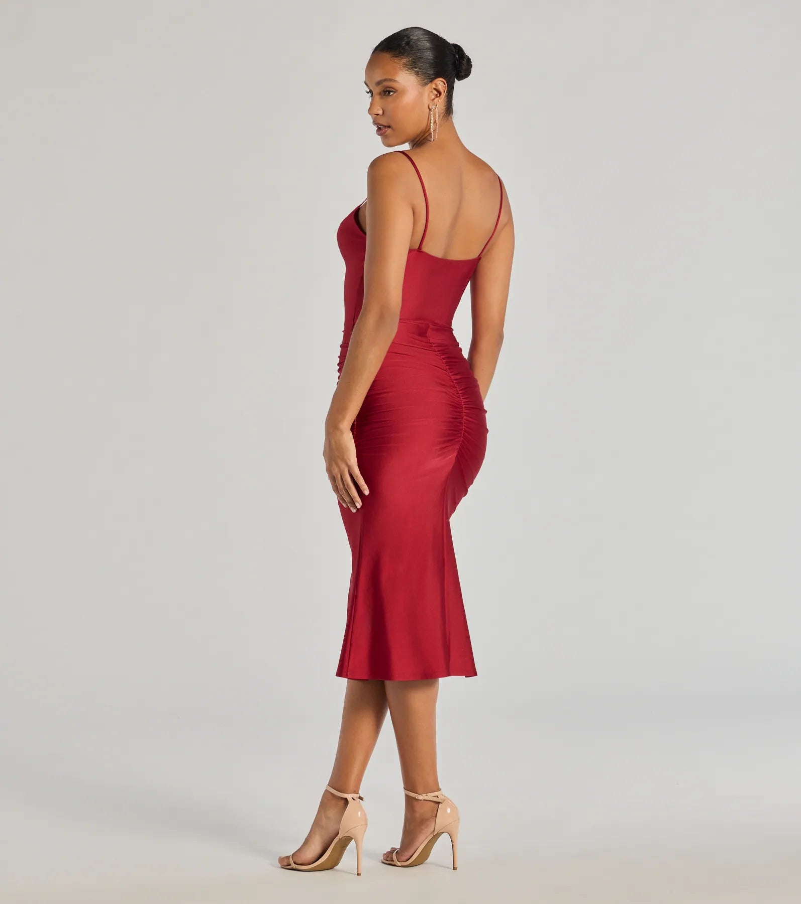 Ultimate Silhouette Ruched Knit Midi Dress - Premium Stretch Fit