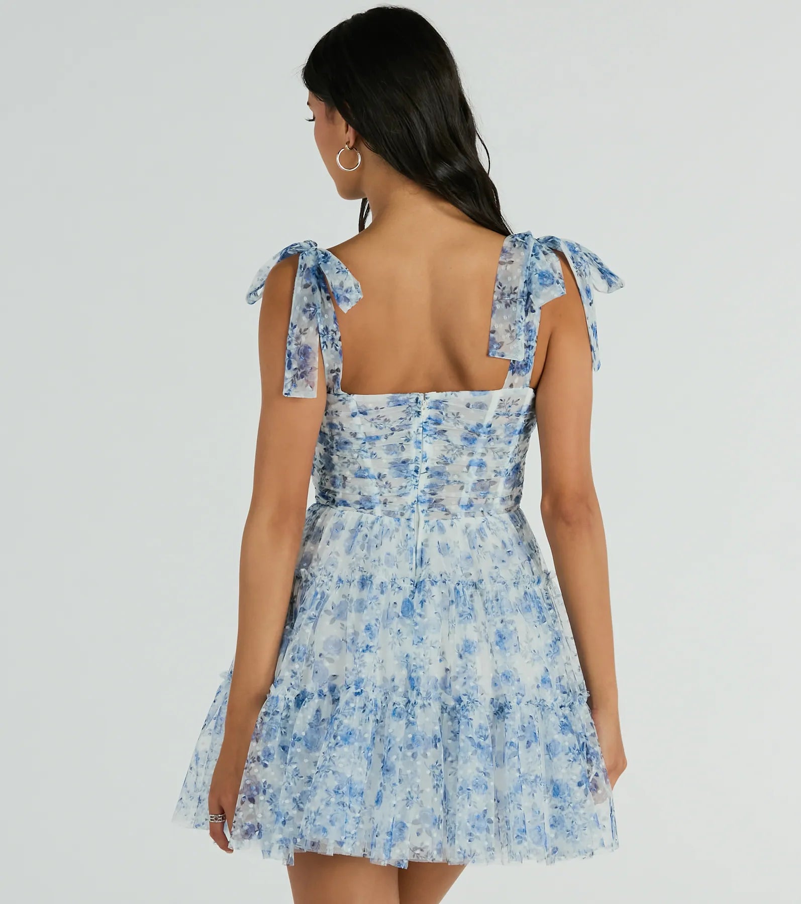 Ethereal Elegance: Brynne Premium Floral Mesh Skater Dress