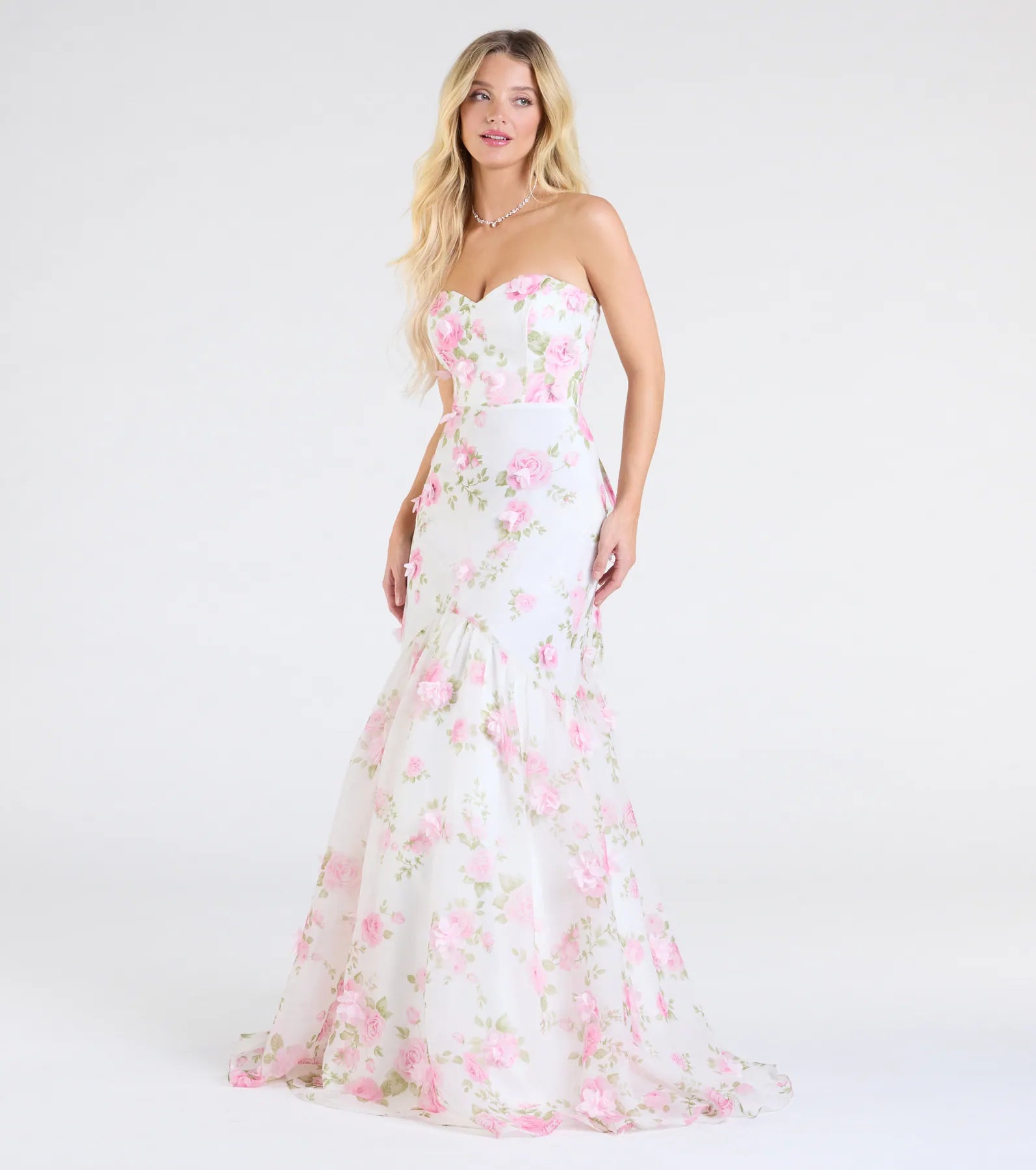 Ultimate Robin Strapless Lace-Up Floral Mermaid Gown