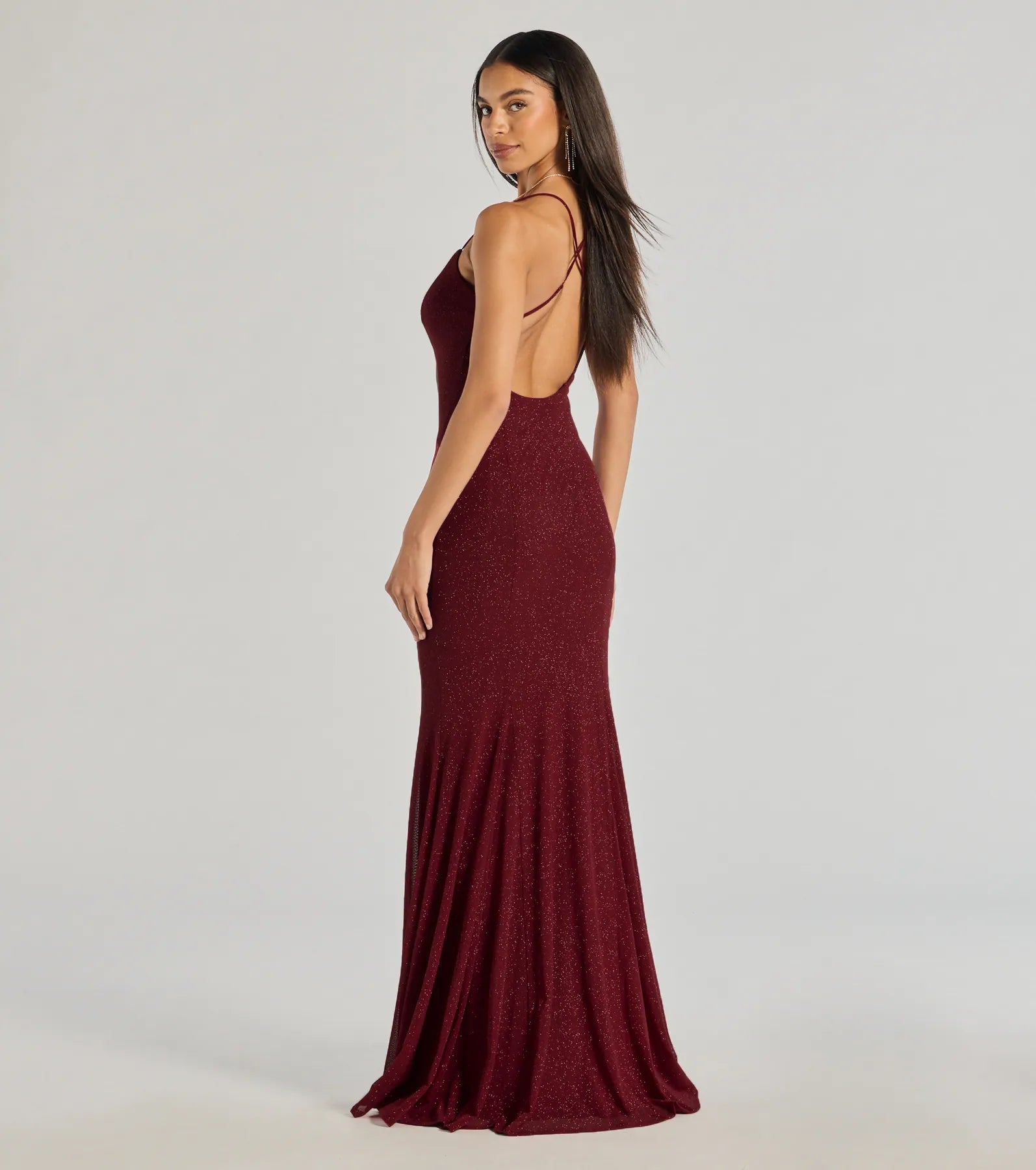 Ultimate Glamour: Sam Strappy Open Back Glitter Mermaid Dress