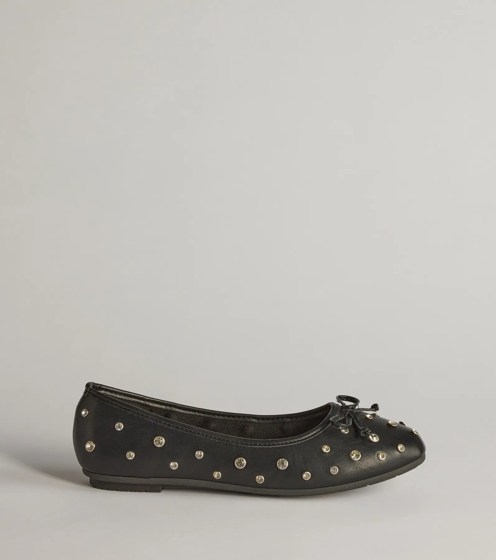 Ultimate Chic Faux Leather Rhinestone Ballet Flats - Step in Style