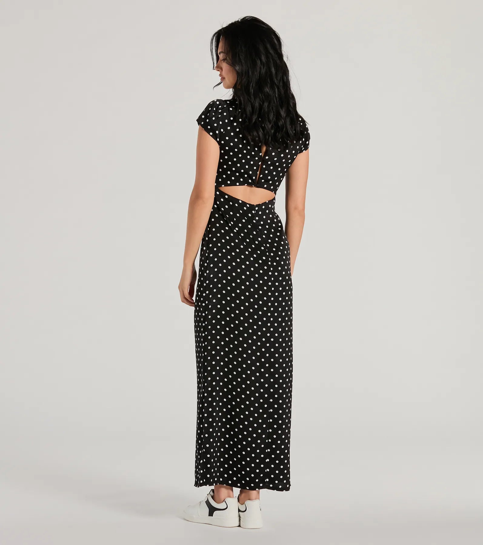 Ultimate Whimsical Butterfly Polka Dot Satin Maxi Dress