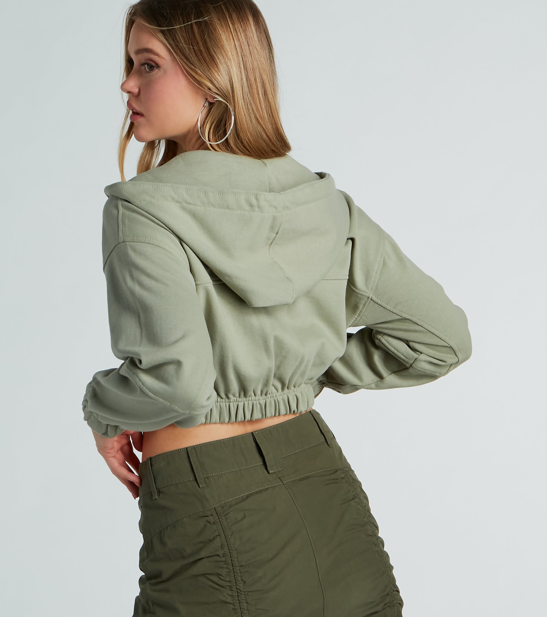 Ultimate Relaxed Vibe Cargo Pocket Crop Fleece Hoodie